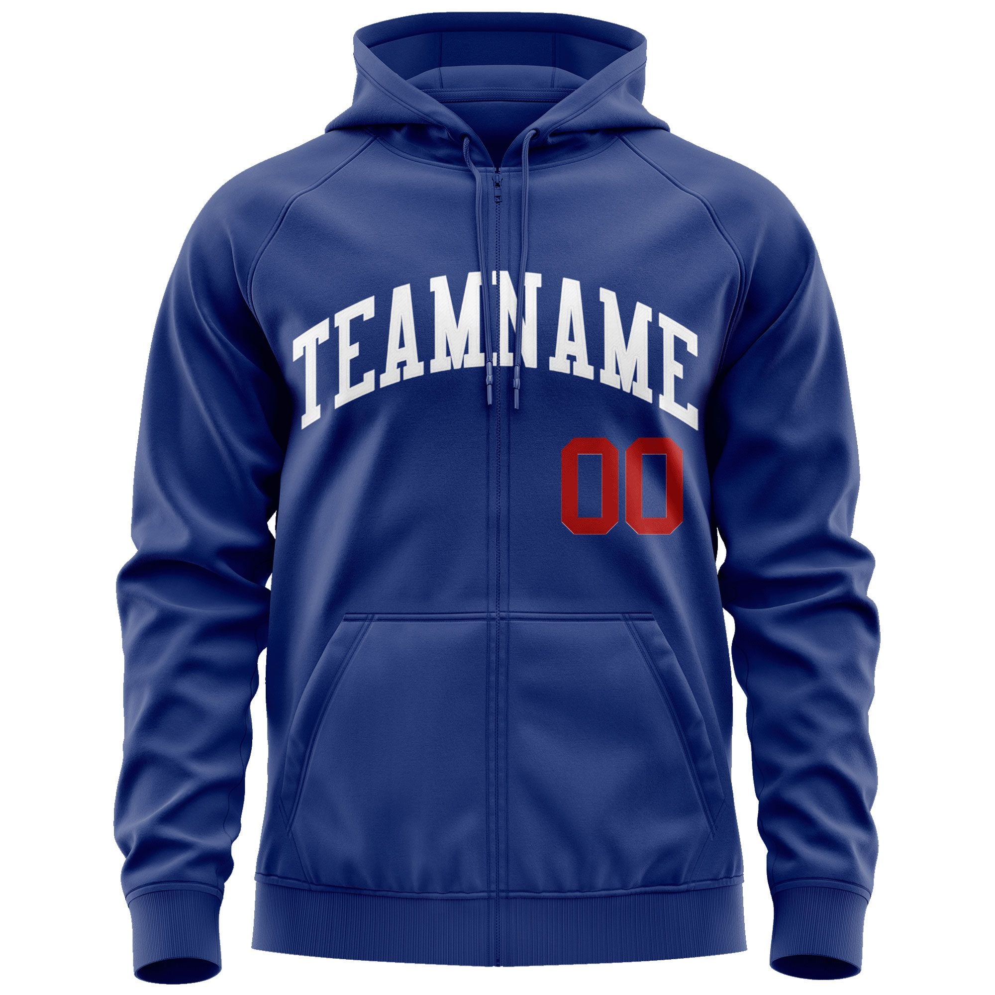 Custom Stitched Royal White Sports Full-Zip Sweatshirt Hoodie| KXKSHOP