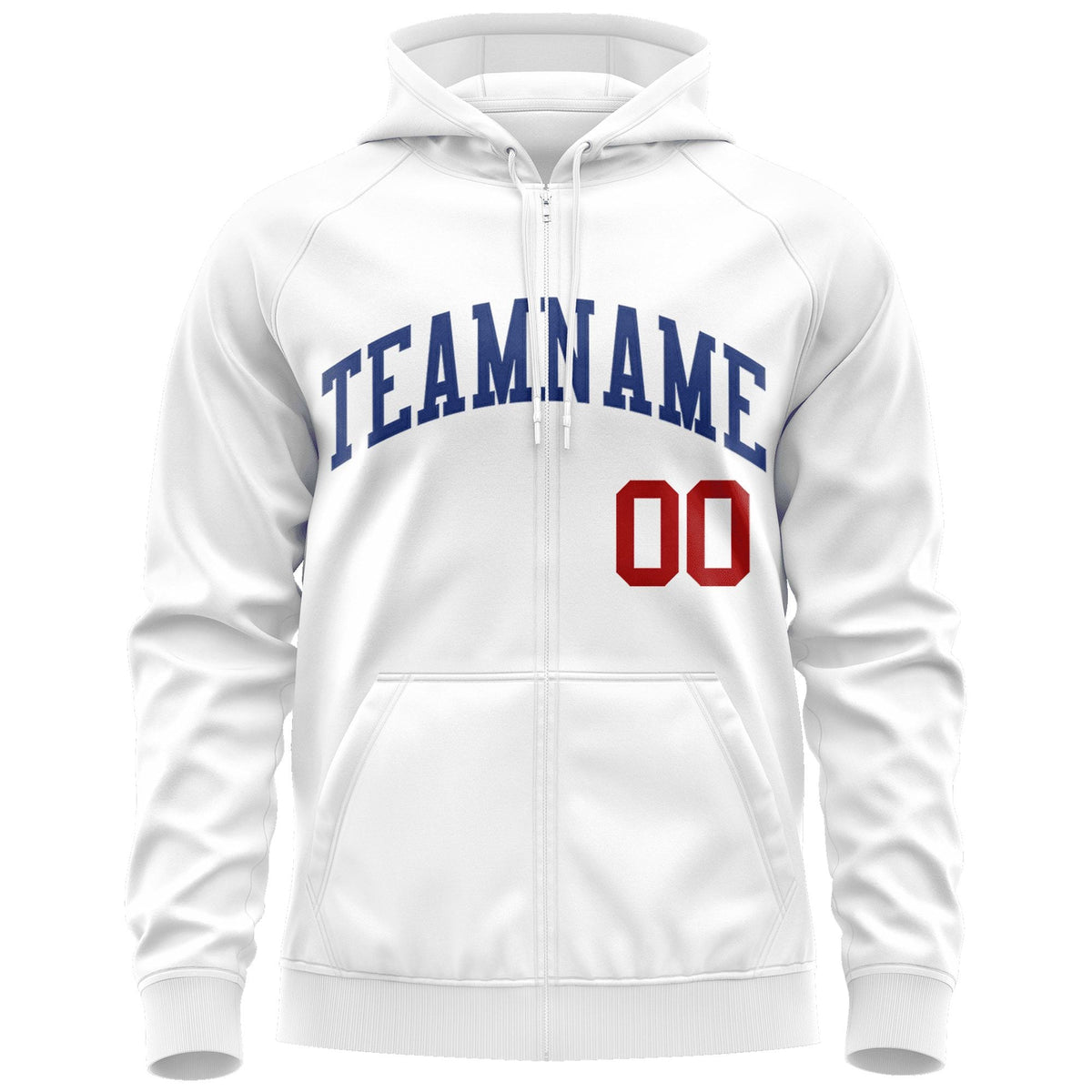Custom Stitched White Royal Sports Full-Zip Sweatshirt Hoodie| KXKSHOP