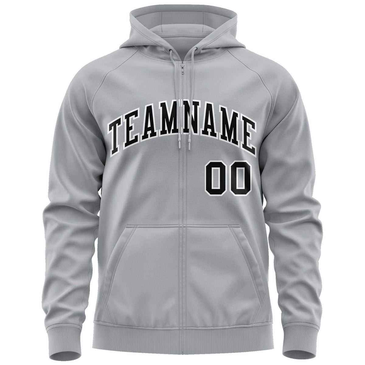 Custom Stitched Gray Black-White Sports Full-Zip Sweatshirt Hoodie| KXKSHOP