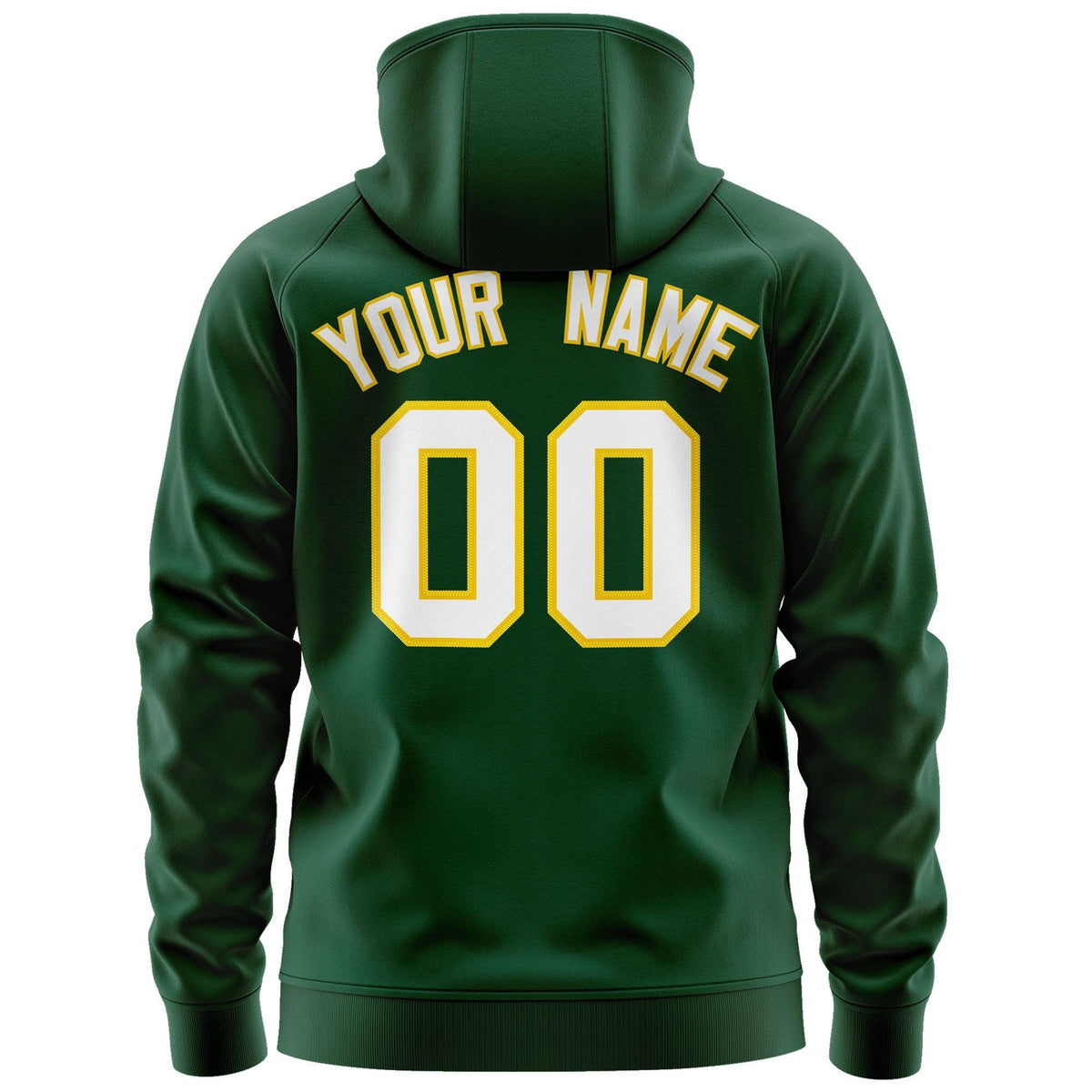 Custom Stitched Green White-Gold Sports Full-Zip Sweatshirt Hoodie| KXKSHOP