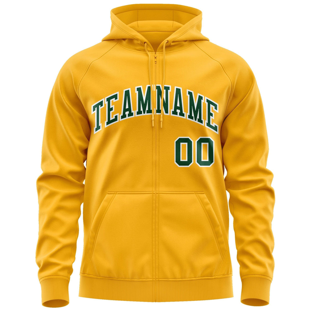 Custom Stitched Gold Kelly Green-White Sports Full-Zip Sweatshirt Hoodie| KXKSHOP
