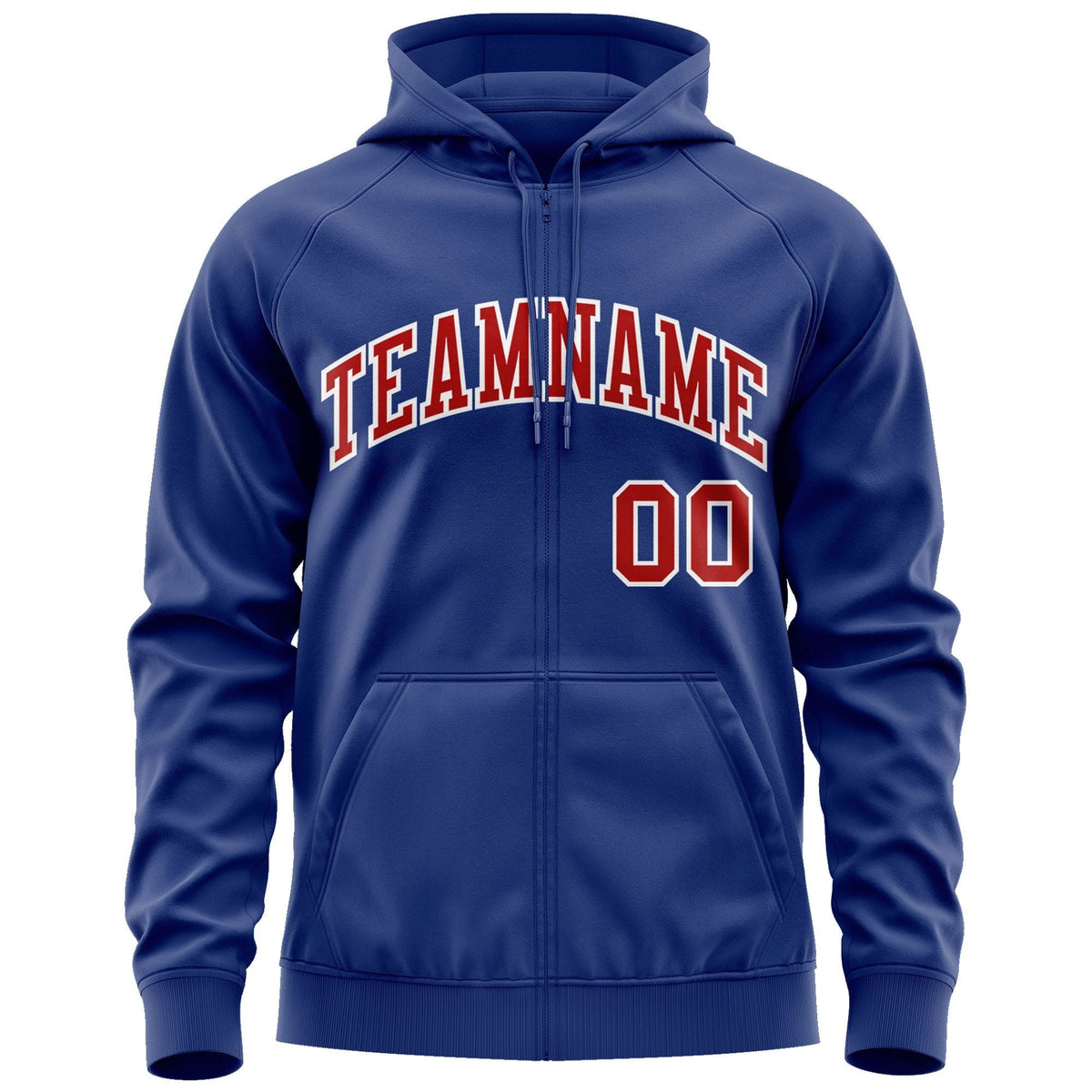 Custom Stitched Royal Red-White Sports Full-Zip Sweatshirt Hoodie| KXKSHOP