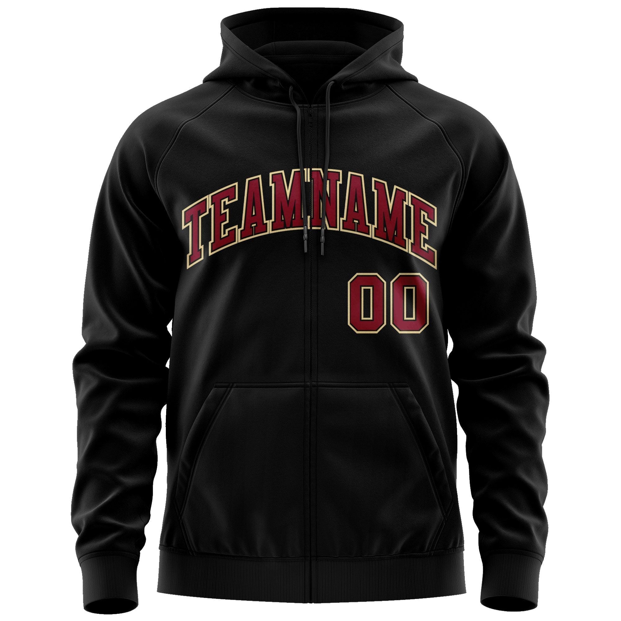 Custom Stitched Black Maroon-Khaki Sports Full-Zip Sweatshirt Hoodie| KXKSHOP