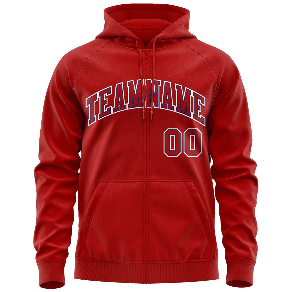 Custom Stitched Red Royal-White Sports Full-Zip Sweatshirt Hoodie| KXKSHOP