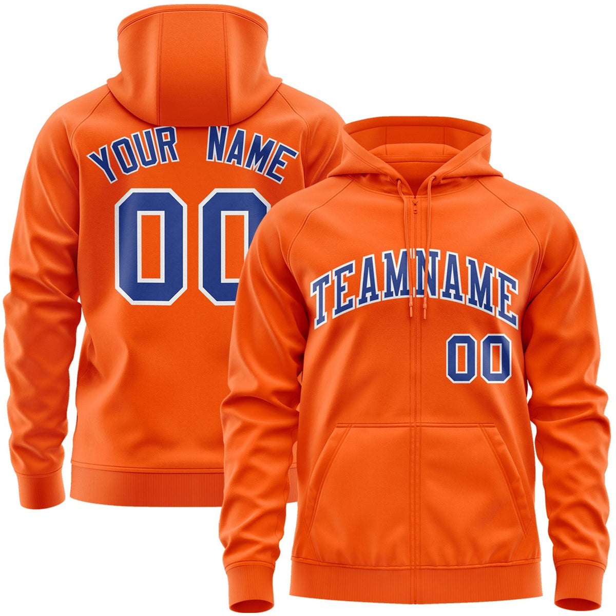 Custom Stitched Orange Royal-White Sports Full-Zip Sweatshirt Hoodie| KXKSHOP
