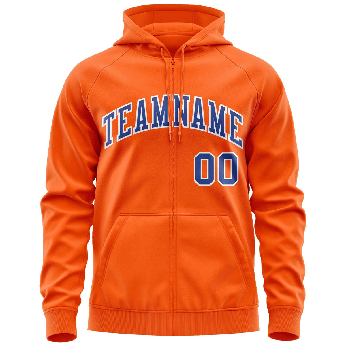 Custom Stitched Orange Royal-White Sports Full-Zip Sweatshirt Hoodie| KXKSHOP