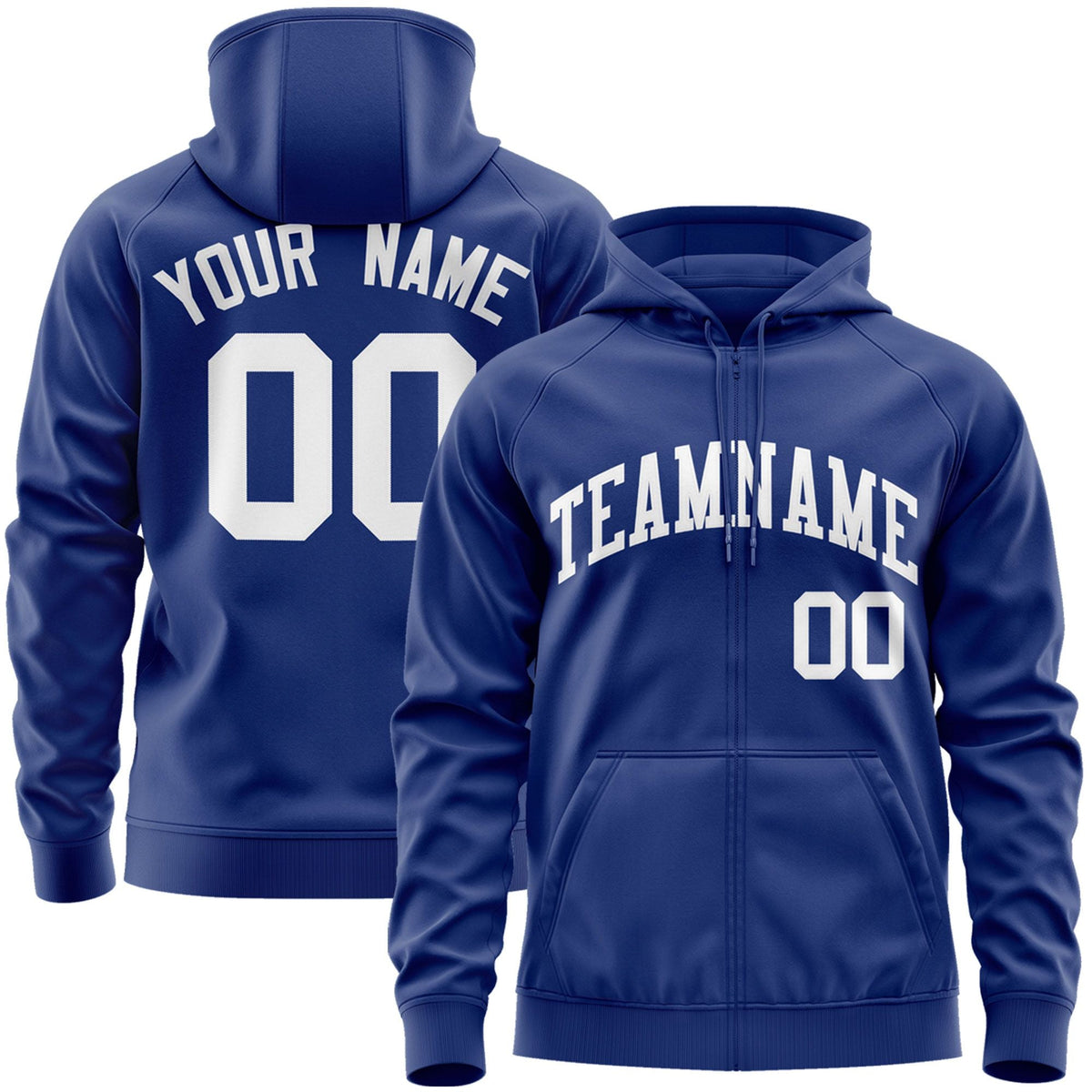 Custom Stitched Royal White Sports Full-Zip Sweatshirt Hoodie| KXKSHOP
