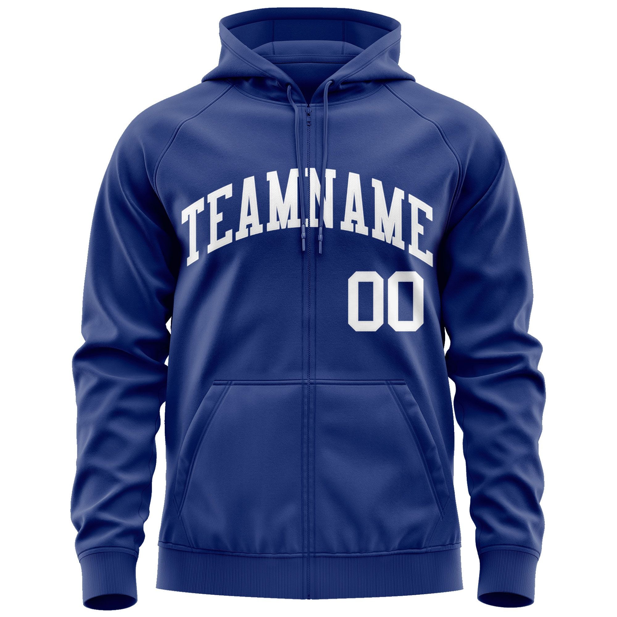 Custom Stitched Royal White Sports Full-Zip Sweatshirt Hoodie| KXKSHOP
