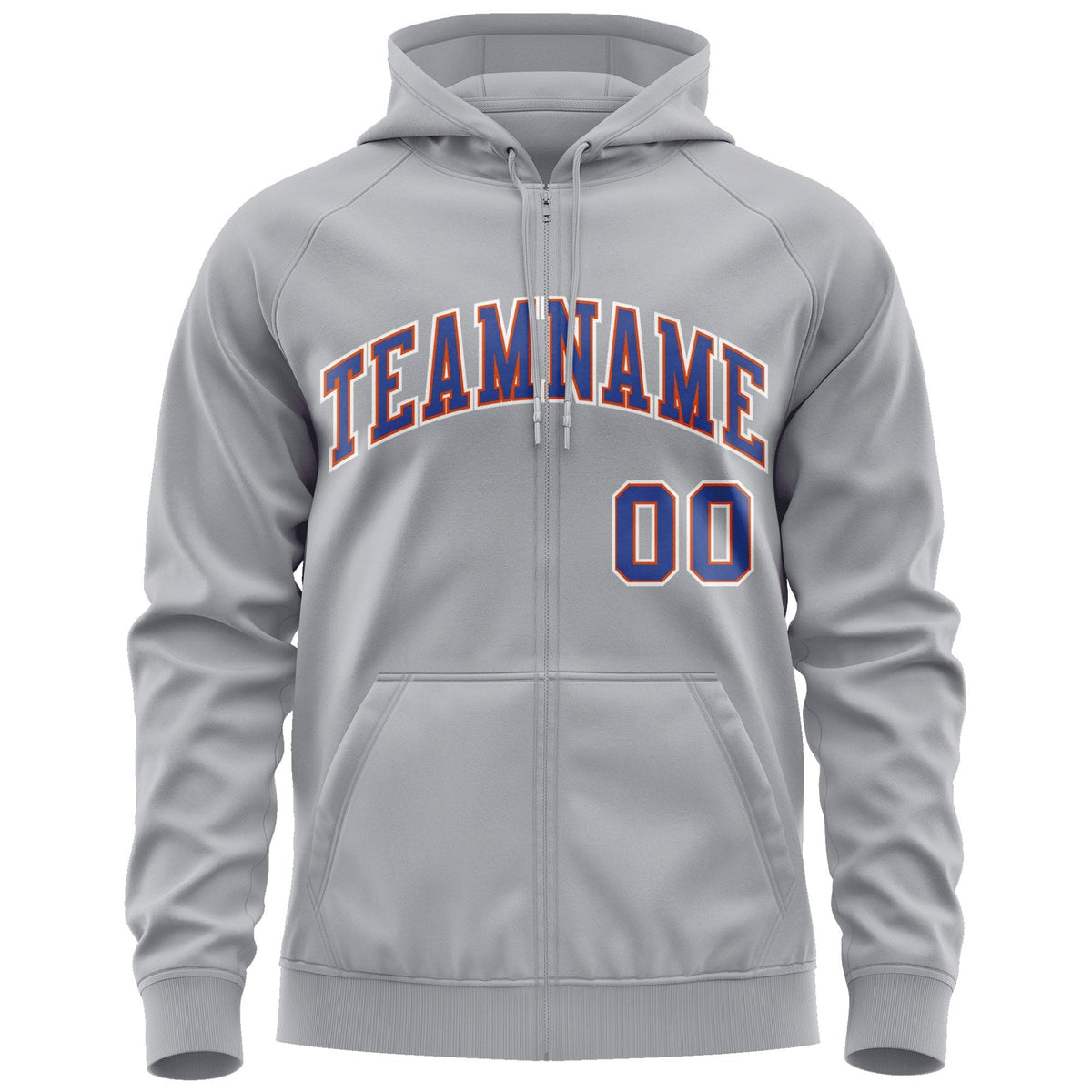 Custom Stitched Gray Royal-White Sports Full-Zip Sweatshirt Hoodie| KXKSHOP
