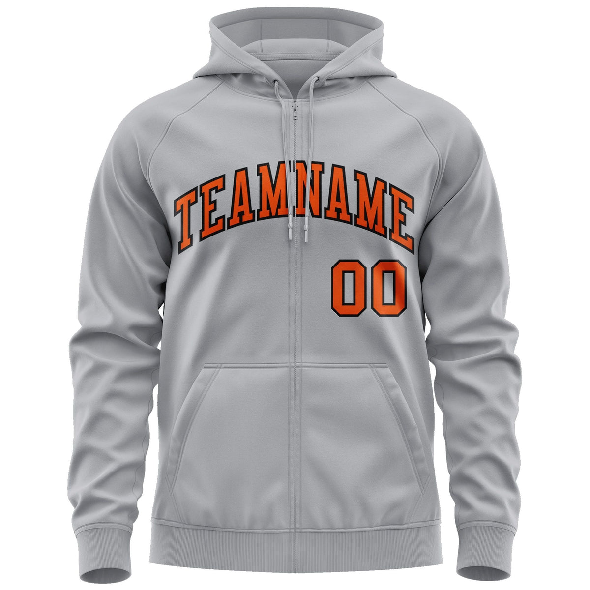 Custom Stitched Gray Orange-Black Sports Full-Zip Sweatshirt Hoodie| KXKSHOP