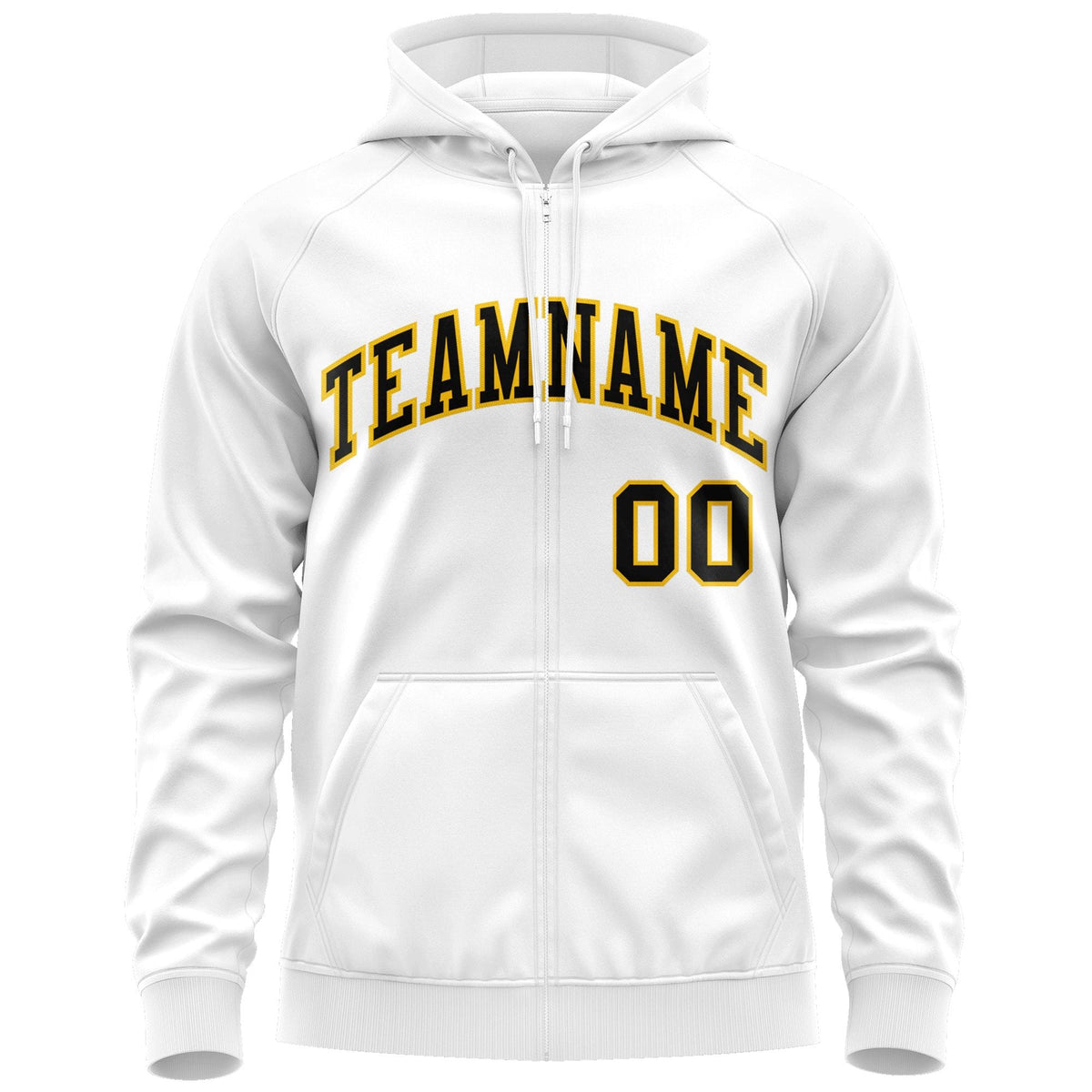 Custom Stitched White Black-Gold Sports Full-Zip Sweatshirt Hoodie| KXKSHOP