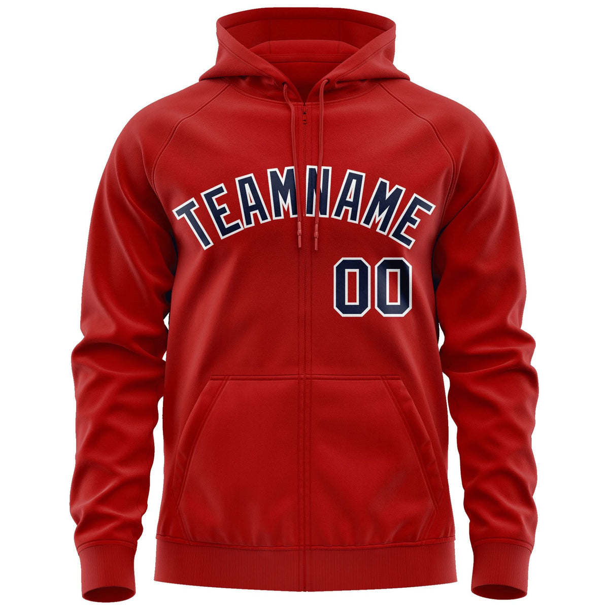 Custom Stitched Red Navy-White Sports Full-Zip Sweatshirt Hoodie| KXKSHOP