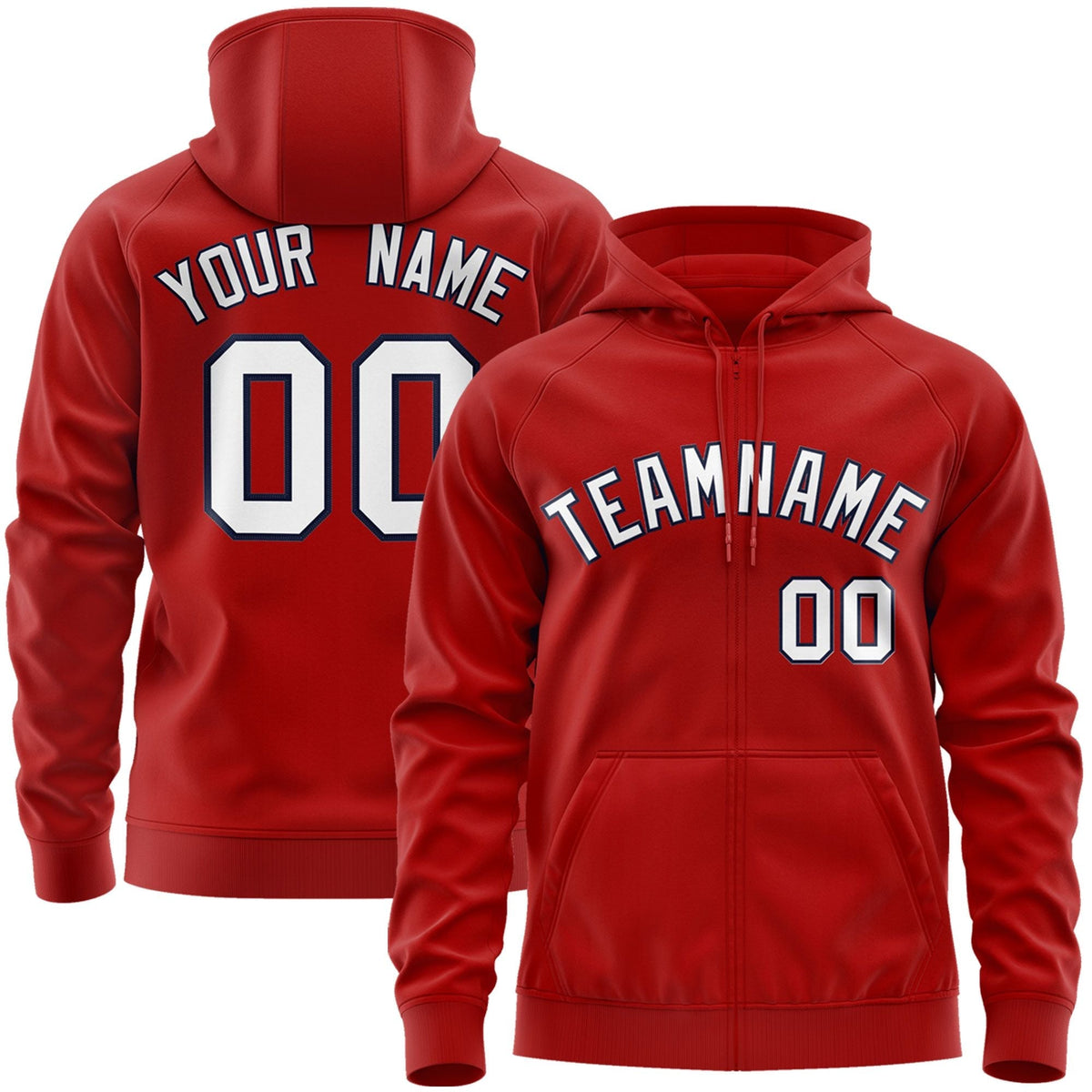 Custom Stitched Red White-Navy Sports Full-Zip Sweatshirt Hoodie| KXKSHOP