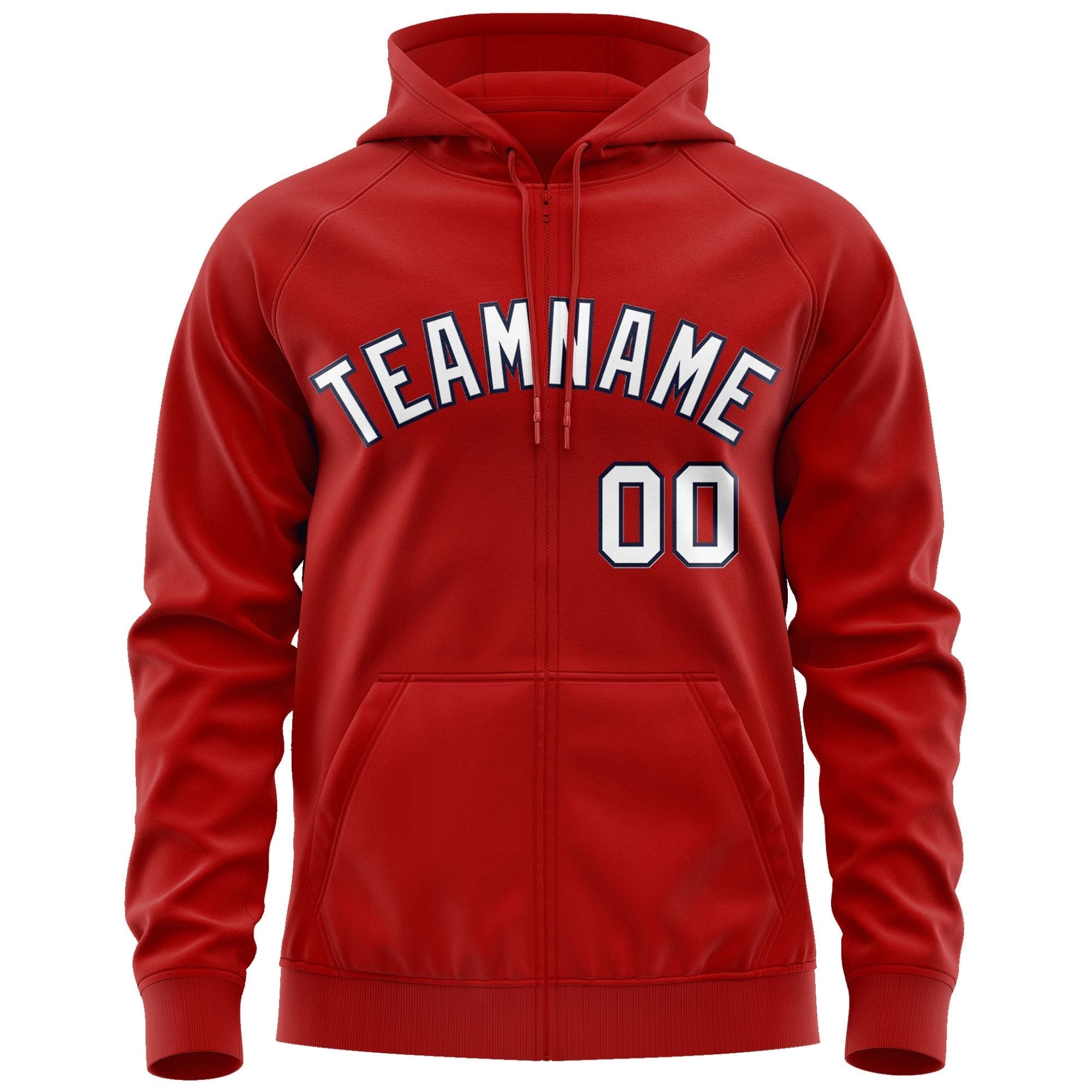 Custom Stitched Red White-Navy Sports Full-Zip Sweatshirt Hoodie| KXKSHOP
