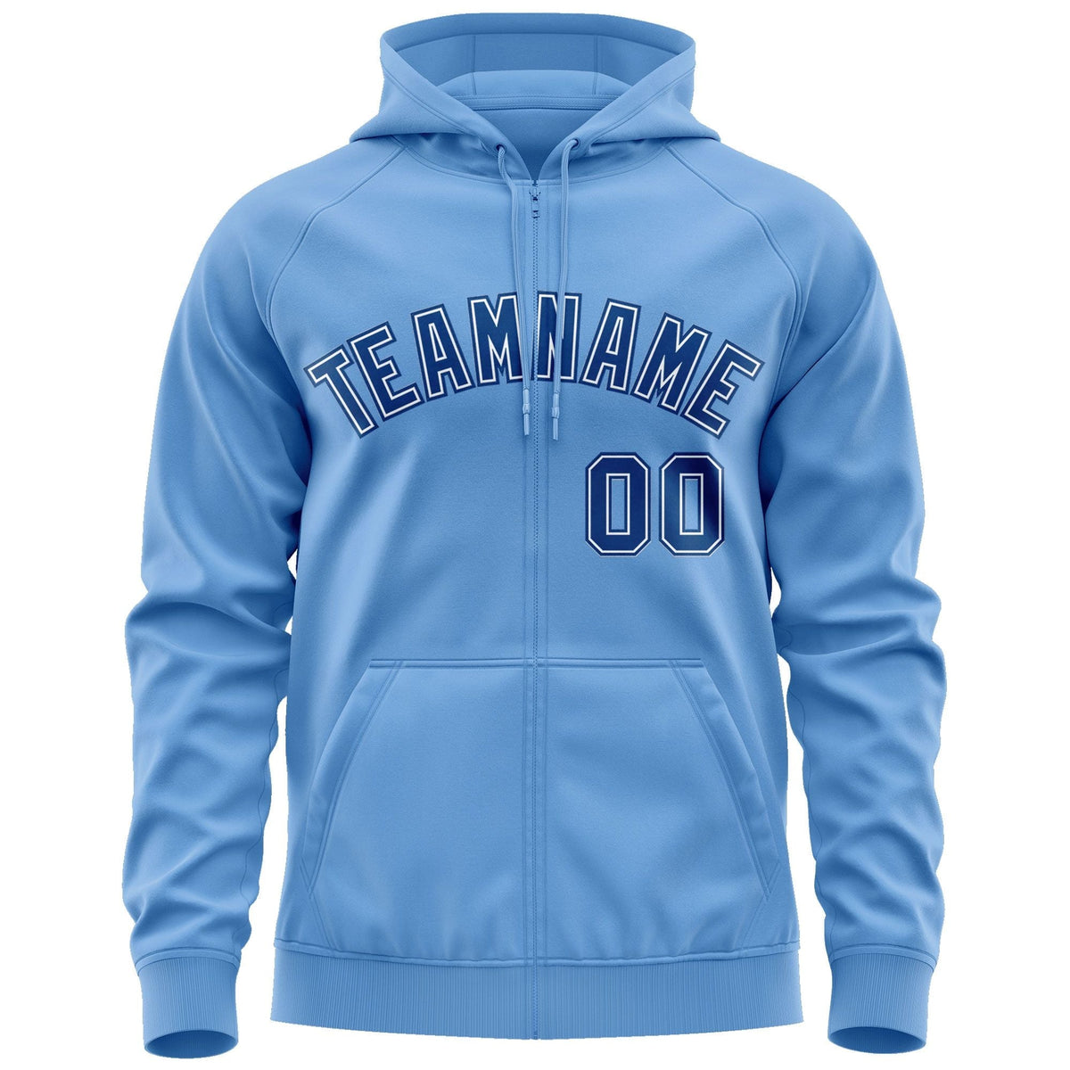 Custom Stitched Lt Blue Royal-White Sports Full-Zip Sweatshirt Hoodie| KXKSHOP