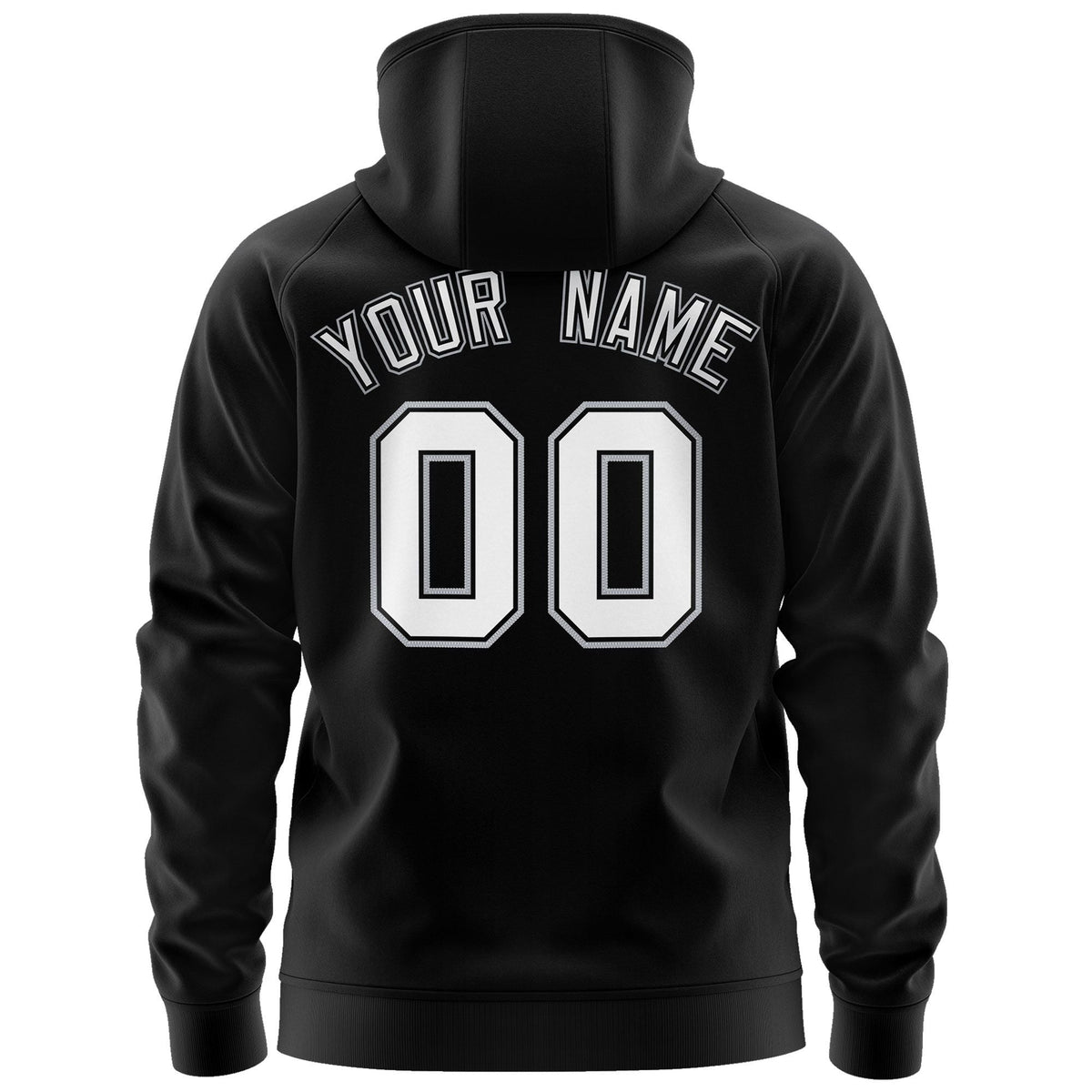 Custom Stitched Black White Sports Full-Zip Sweatshirt Hoodie| KXKSHOP