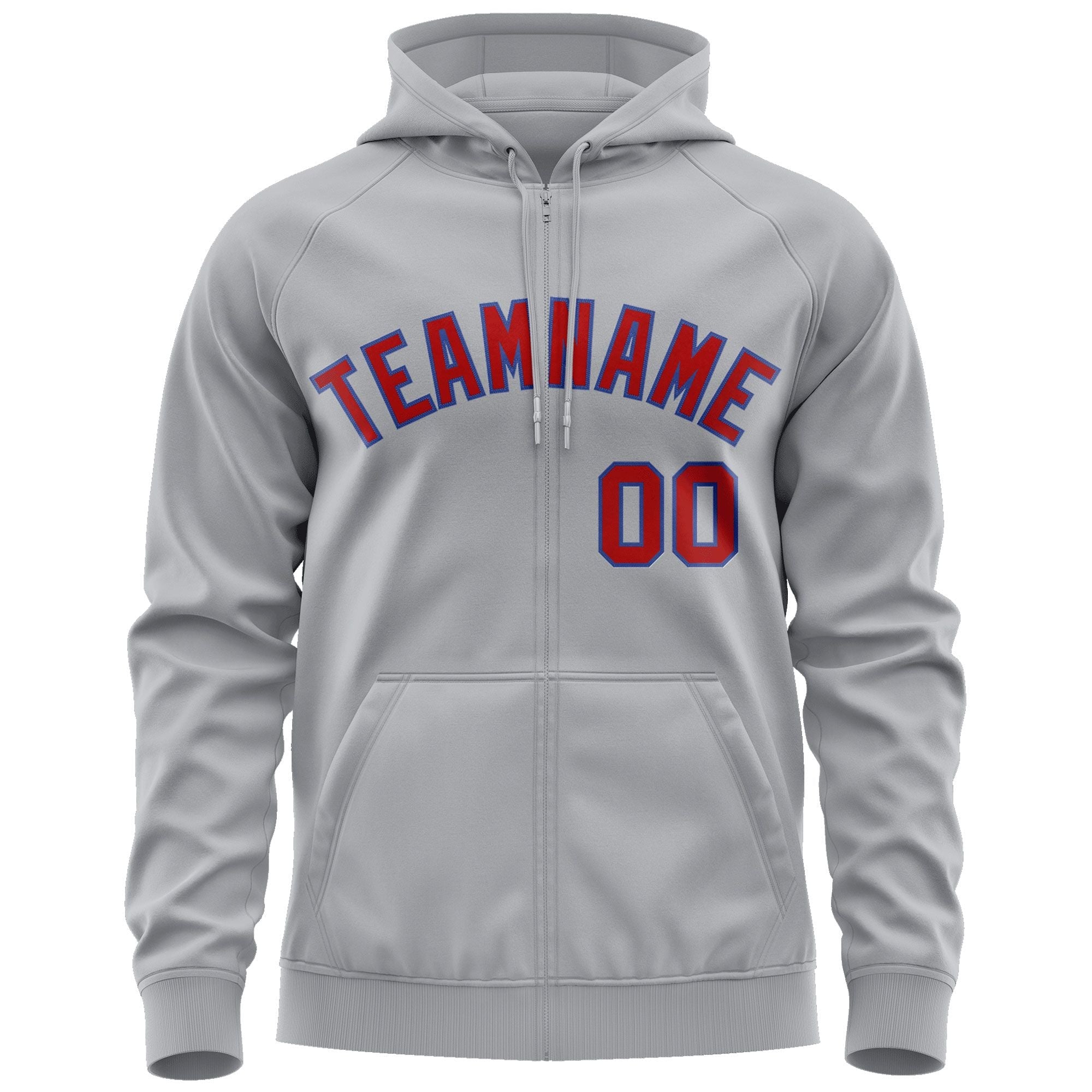 Custom Stitched Gray Red-Royal Sports Full-Zip Sweatshirt Hoodie| KXKSHOP