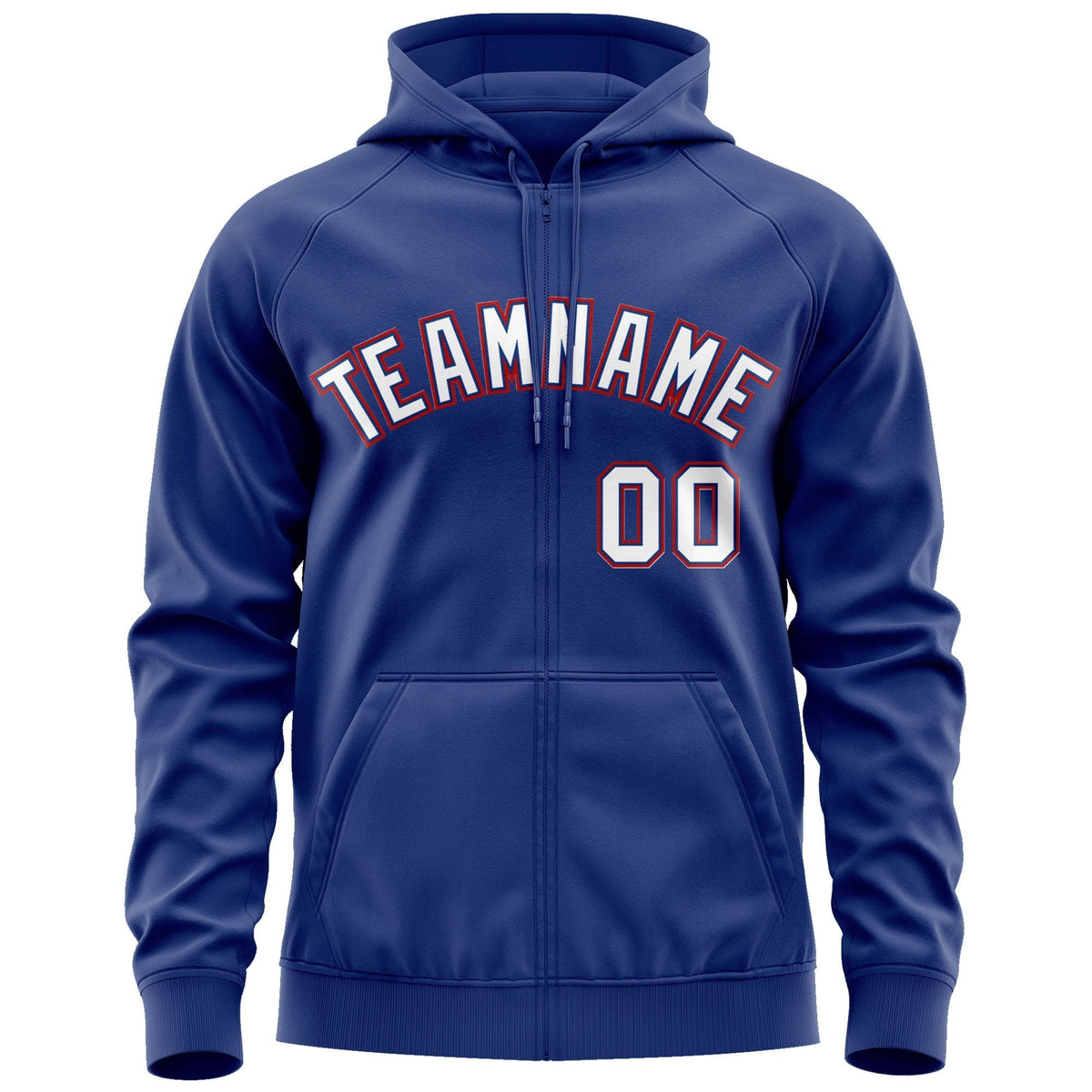 Custom Stitched Royal White-Red Sports Full-Zip Sweatshirt Hoodie| KXKSHOP