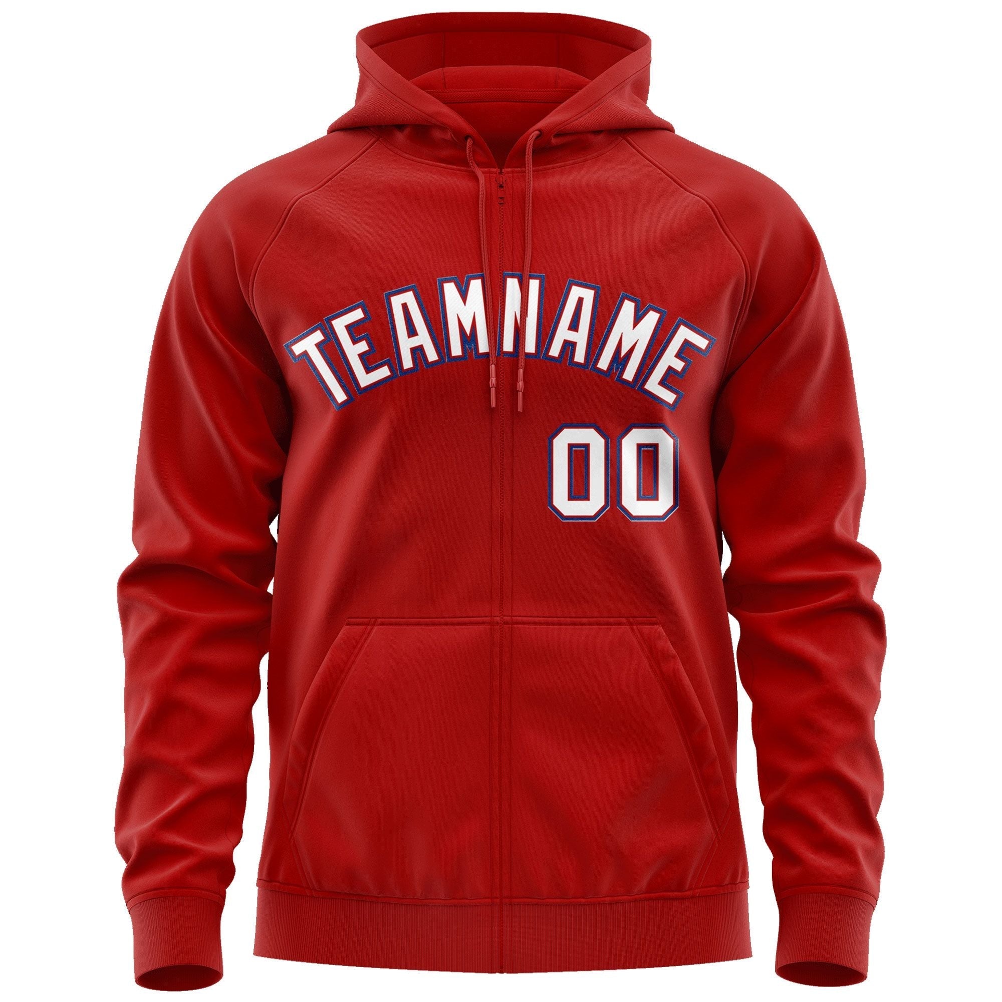 Custom Stitched Red White-Royal Sports Full-Zip Sweatshirt Hoodie| KXKSHOP