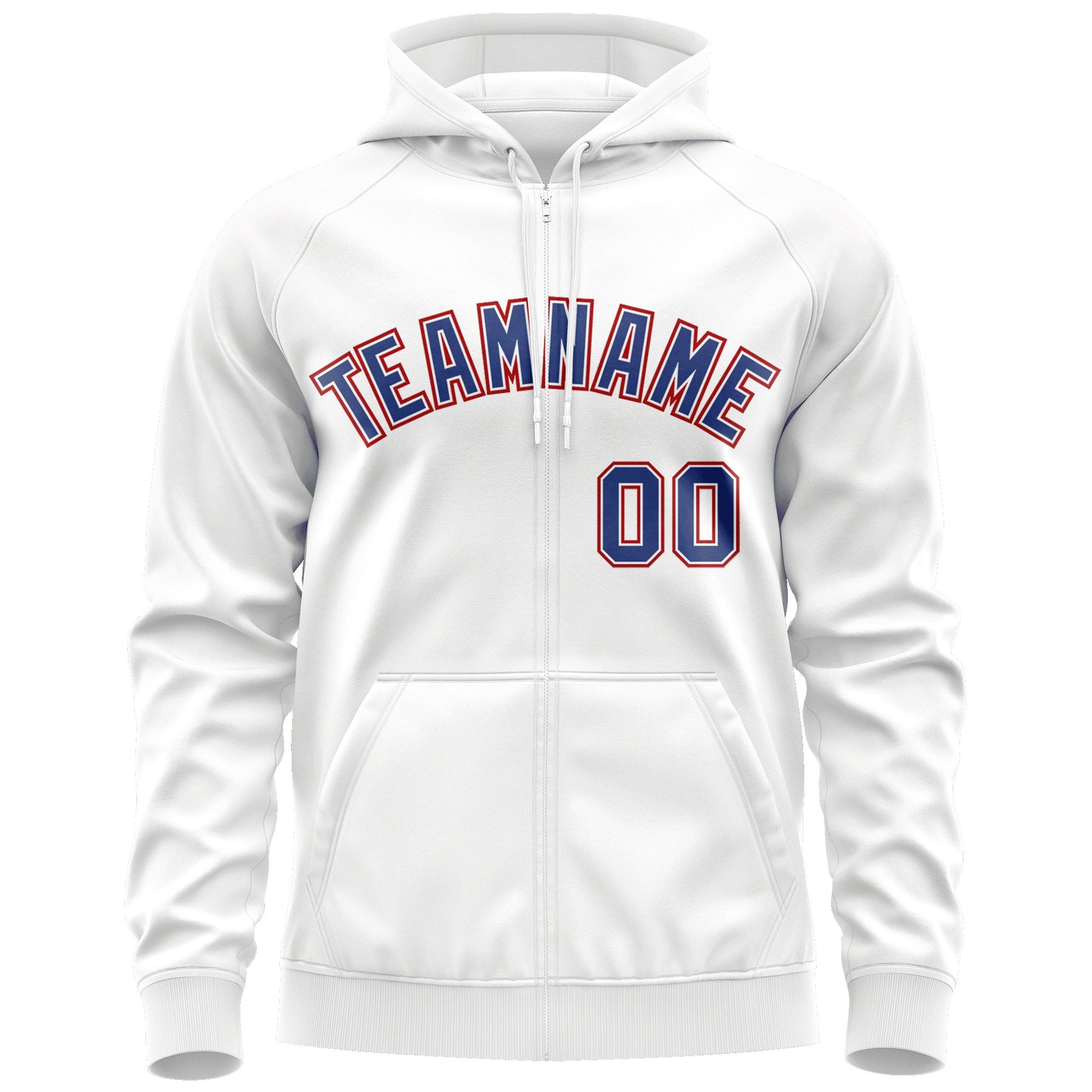 Custom Stitched White Royal-Red Sports Full-Zip Sweatshirt Hoodie| KXKSHOP