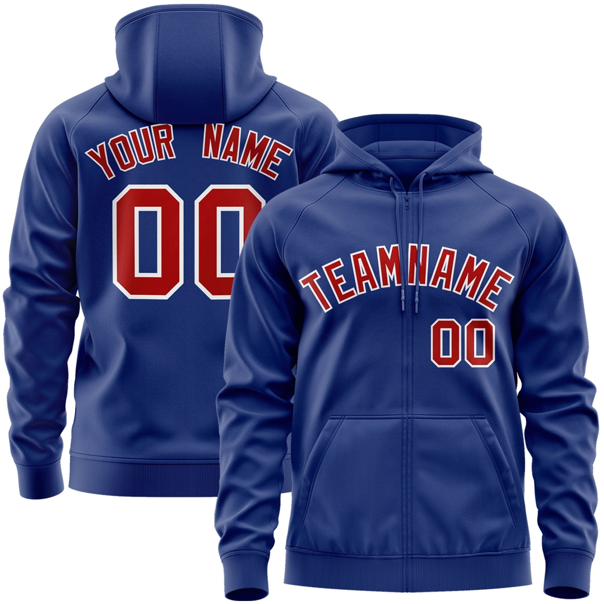 Custom Stitched Royal Red-White Sports Full-Zip Sweatshirt Hoodie| KXKSHOP
