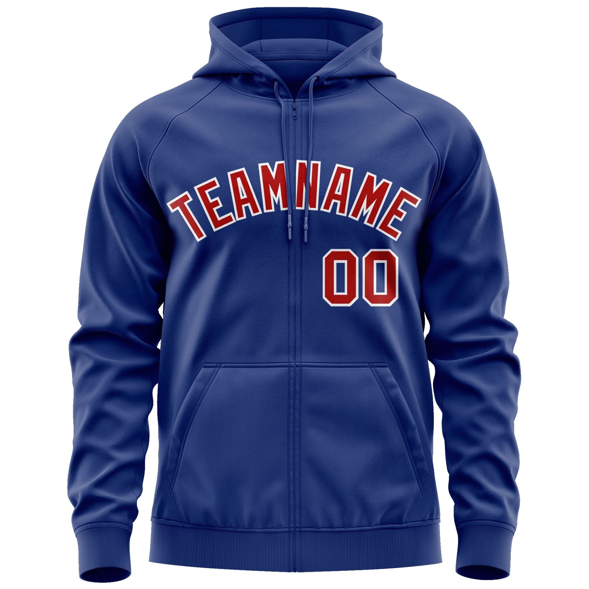 Custom Stitched Royal Red-White Sports Full-Zip Sweatshirt Hoodie| KXKSHOP