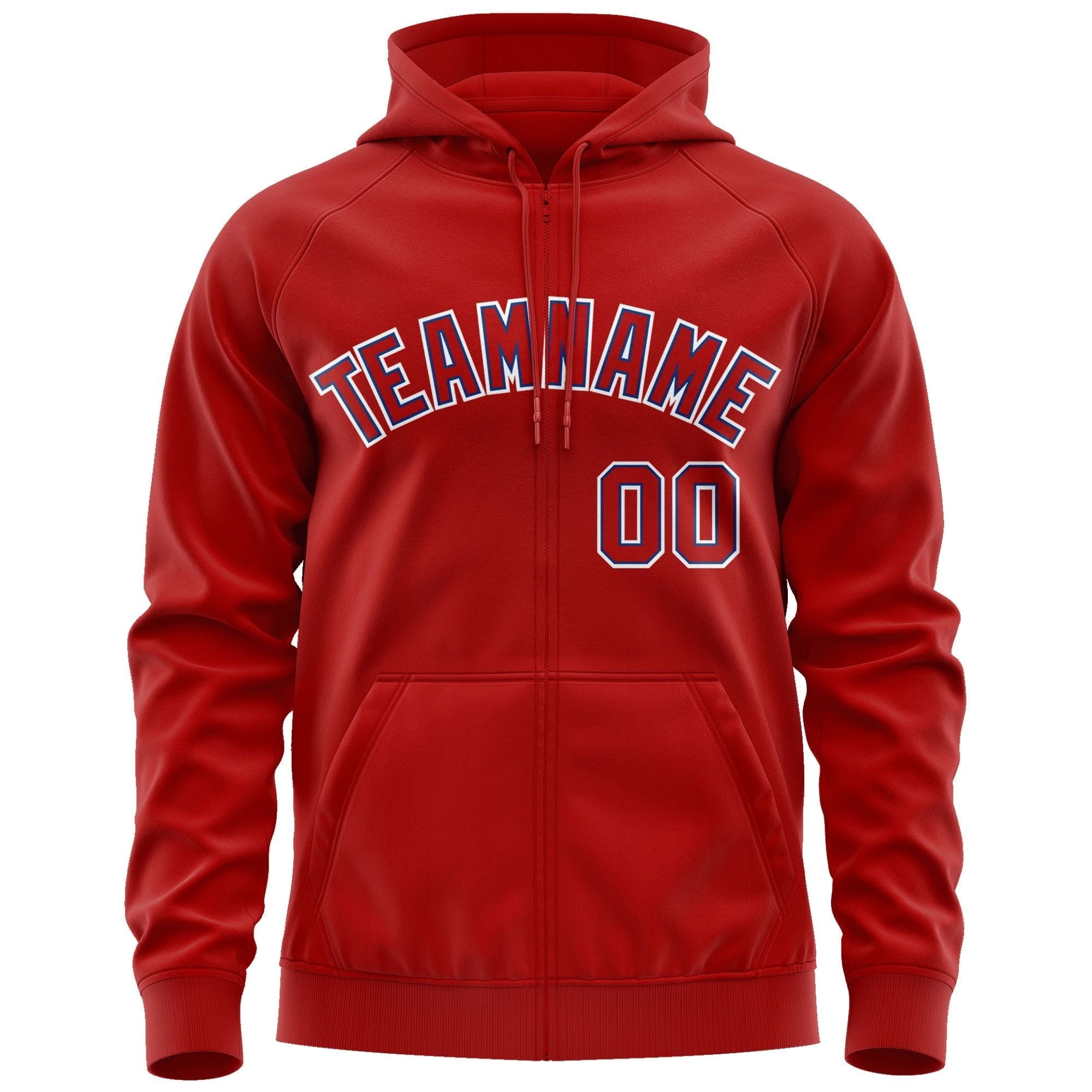 Custom Stitched Red Royal-White Sports Full-Zip Sweatshirt Hoodie| KXKSHOP