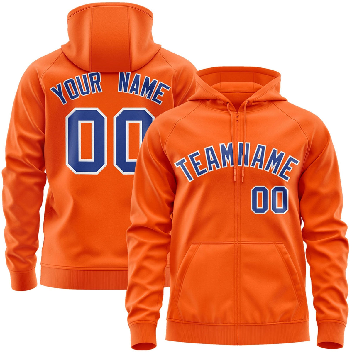 Custom Stitched Orange Royal-White Sports Full-Zip Sweatshirt Hoodie| KXKSHOP