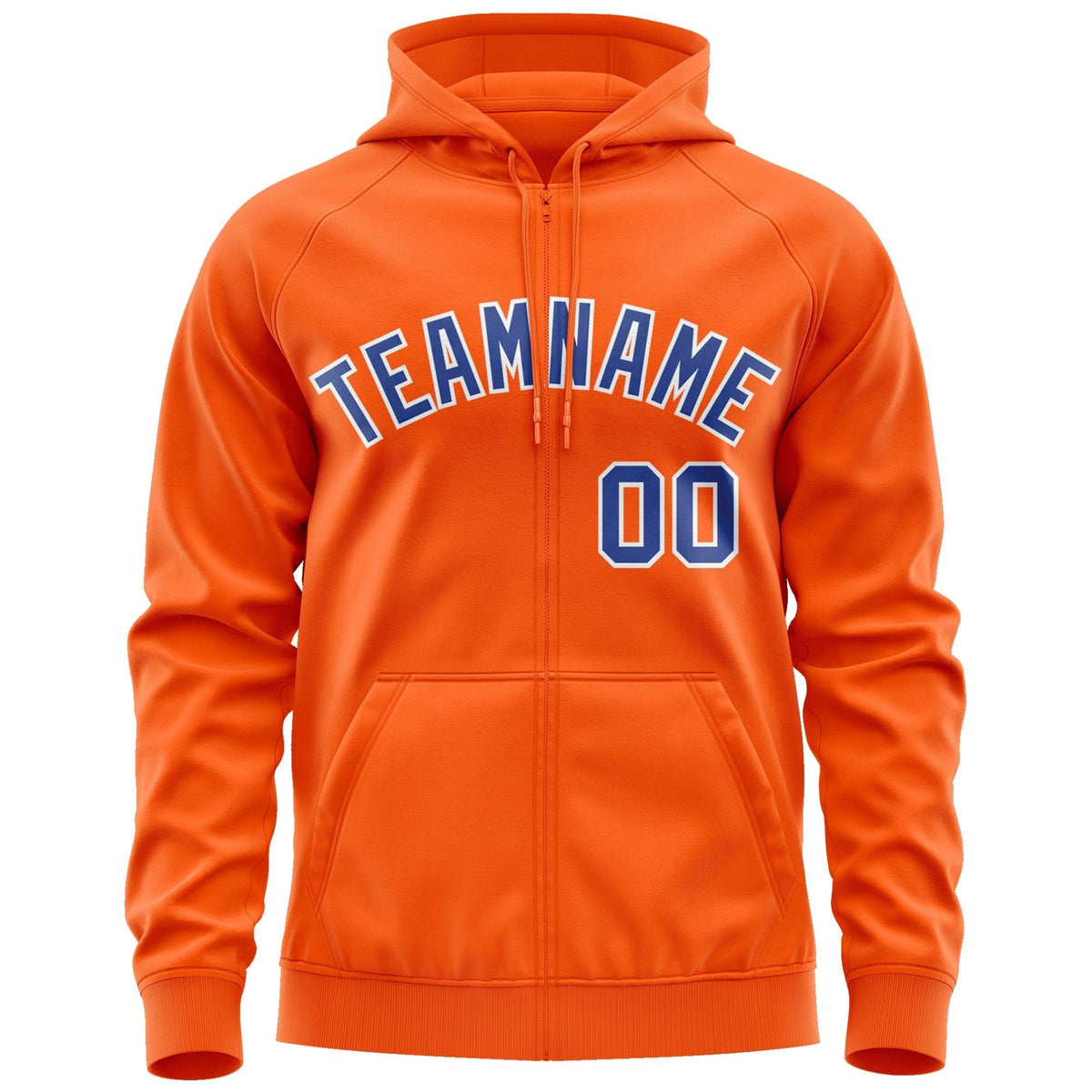 Custom Stitched Orange Royal-White Sports Full-Zip Sweatshirt Hoodie| KXKSHOP