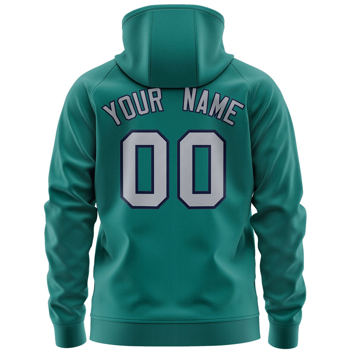 Custom Stitched Aqua Gray-Navy Sports Full-Zip Sweatshirt Hoodie| KXKSHOP