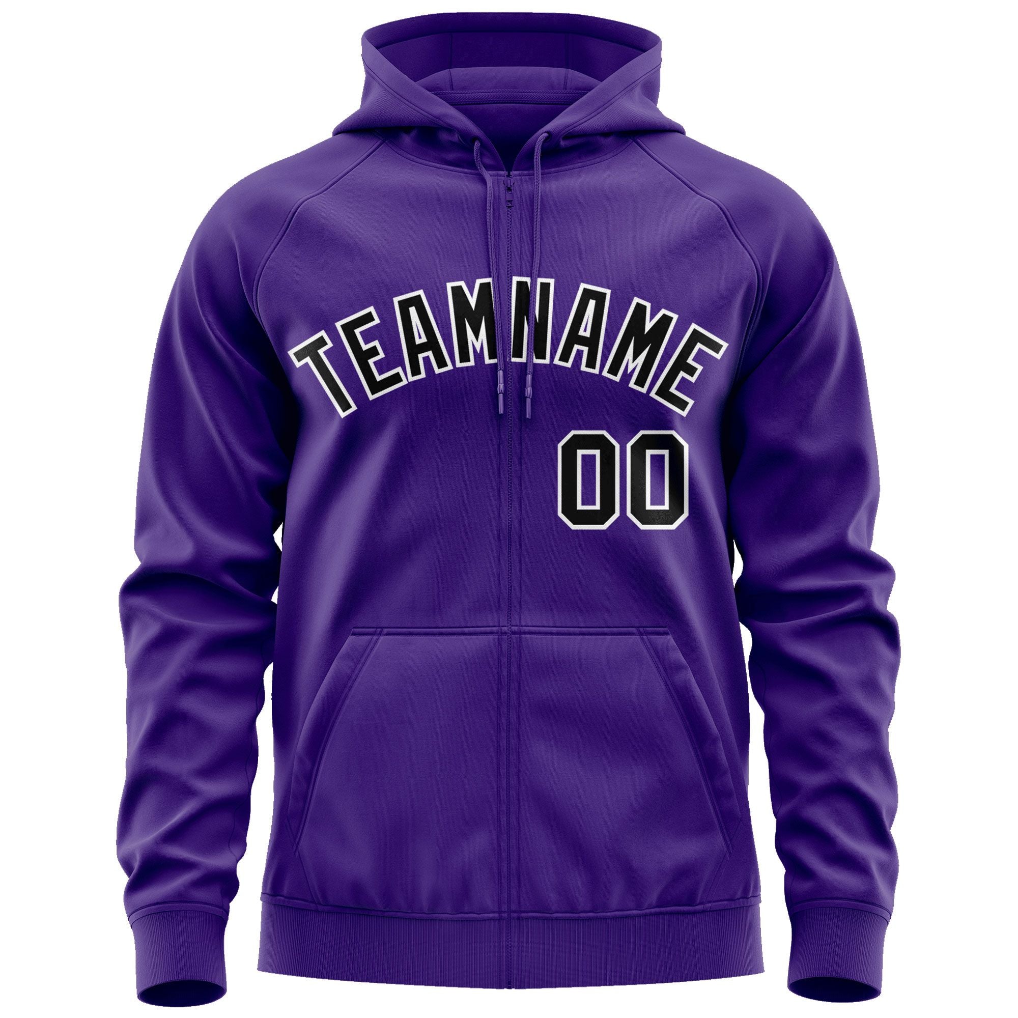 Custom Stitched Purple Black-White Sports Full-Zip Sweatshirt Hoodie| KXKSHOP