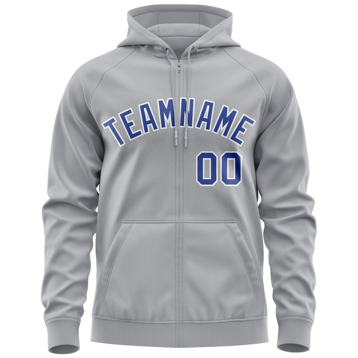Custom Stitched Gray Royal-White Sports Full-Zip Sweatshirt Hoodie| KXKSHOP