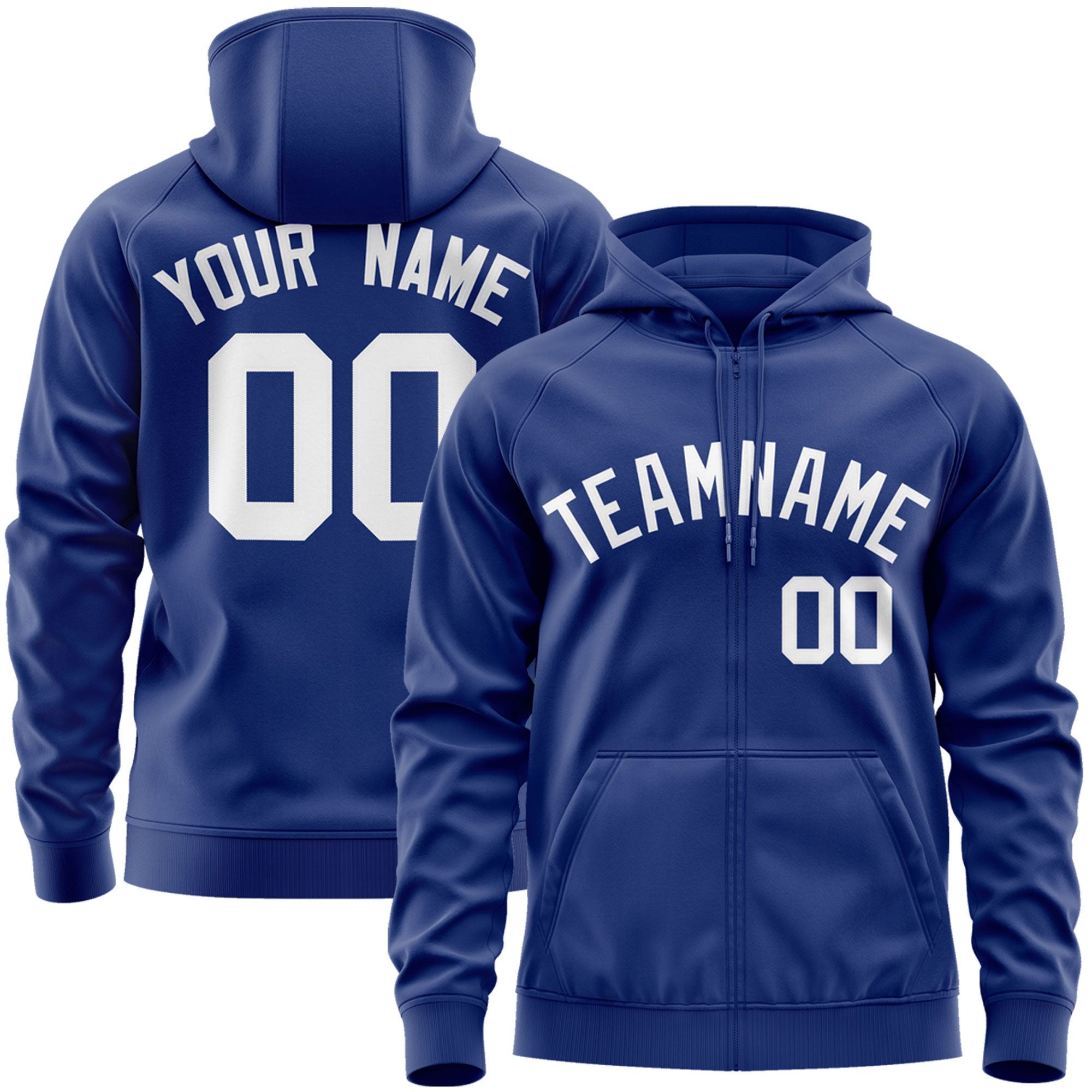 Custom Stitched Royal White Sports Full-Zip Sweatshirt Hoodie| KXKSHOP