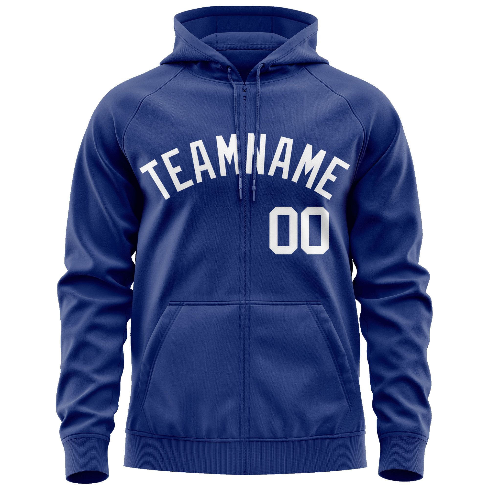 Custom Stitched Royal White Sports Full-Zip Sweatshirt Hoodie| KXKSHOP