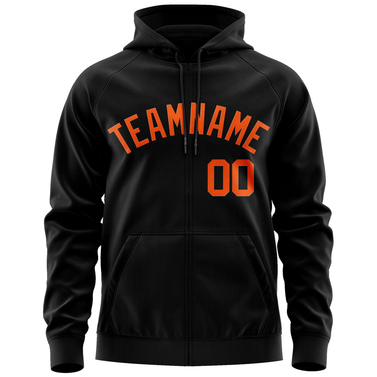 Custom Stitched Black Orange Sports Full-Zip Sweatshirt Hoodie| KXKSHOP