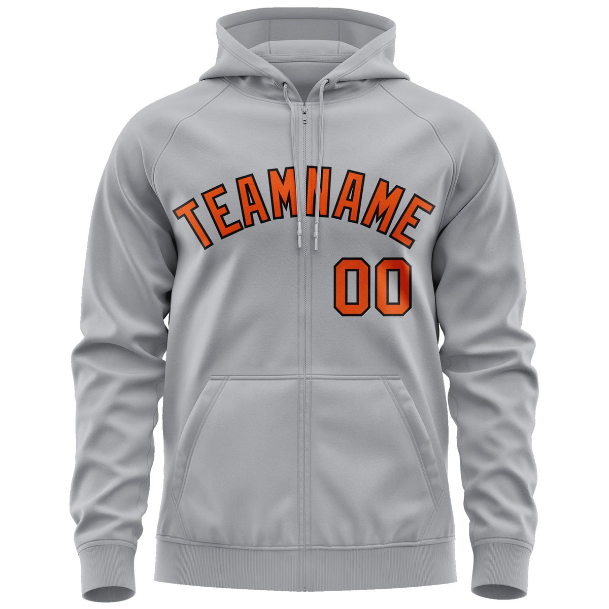 Custom Stitched Gray Orange-Black Sports Full-Zip Sweatshirt Hoodie| KXKSHOP