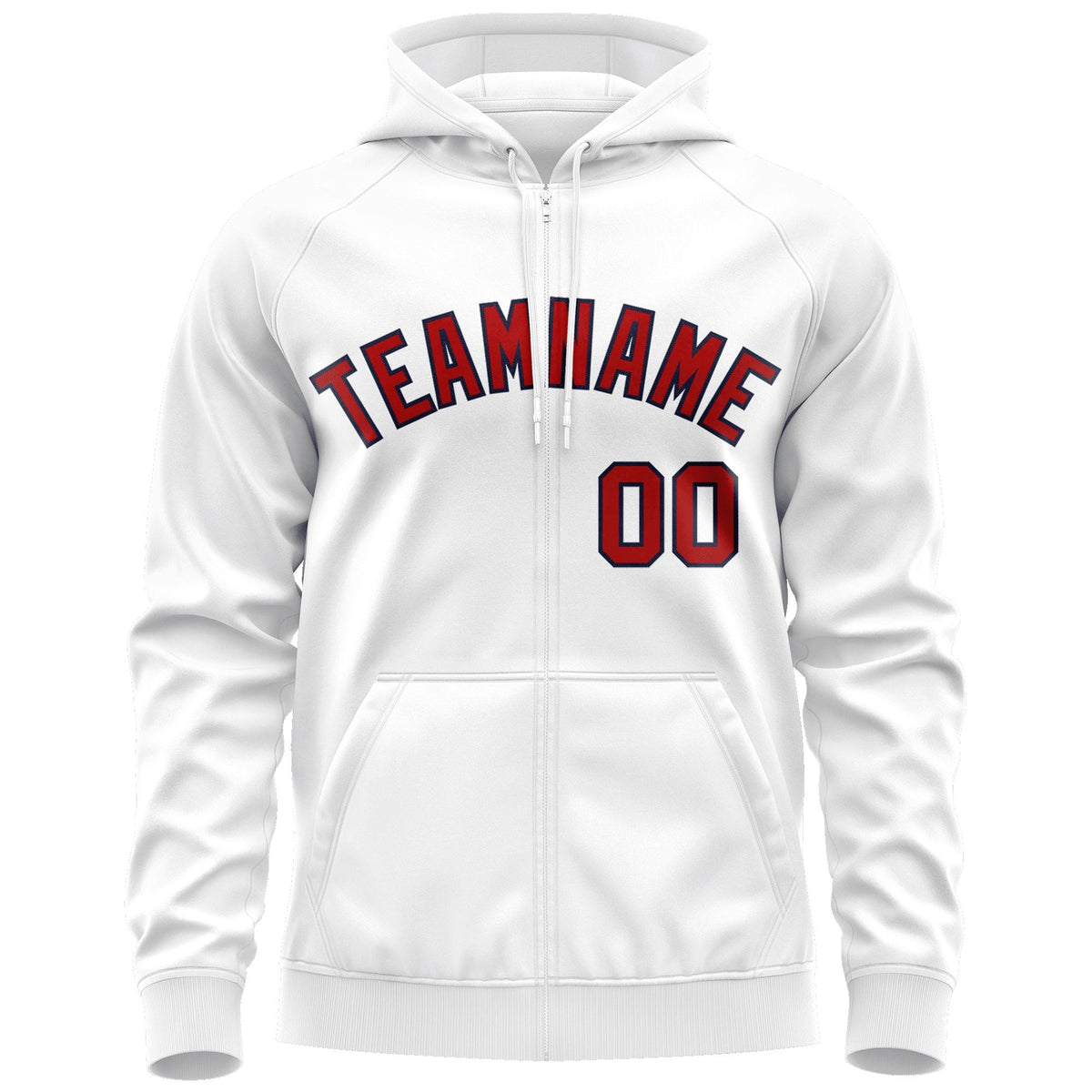 Custom Stitched White Red-Navy Sports Full-Zip Sweatshirt Hoodie| KXKSHOP