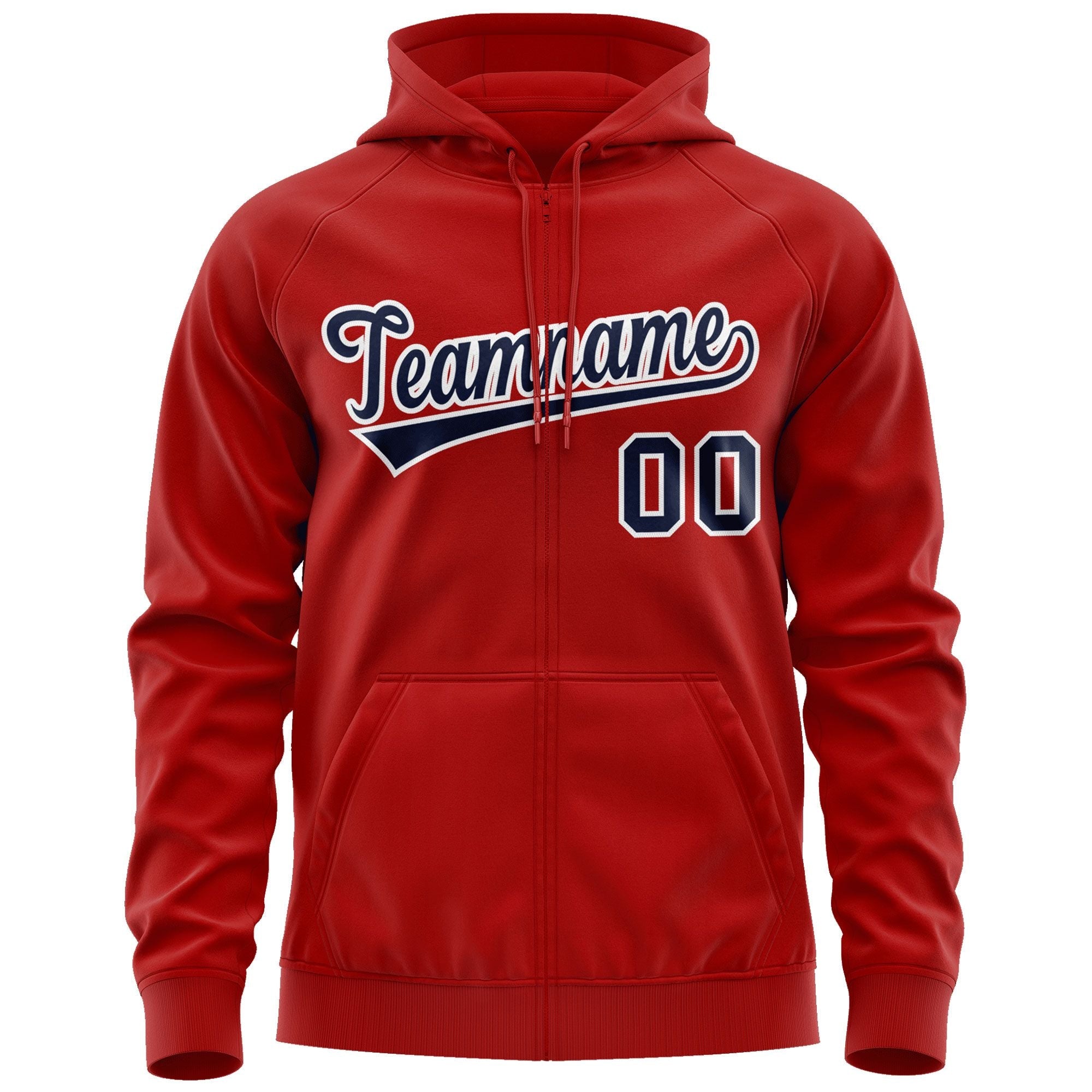 Custom Stitched Red Navy-White Sports Full-Zip Sweatshirt Hoodie| KXKSHOP