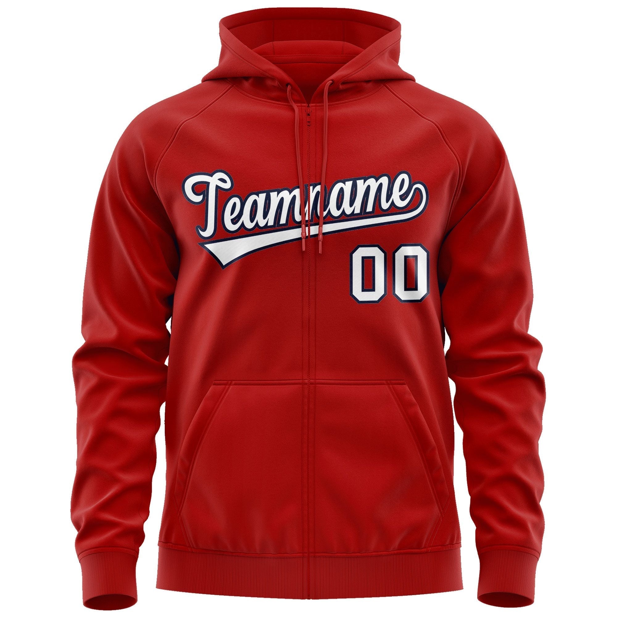 Custom Stitched Red White-Navy Sports Full-Zip Sweatshirt Hoodie| KXKSHOP