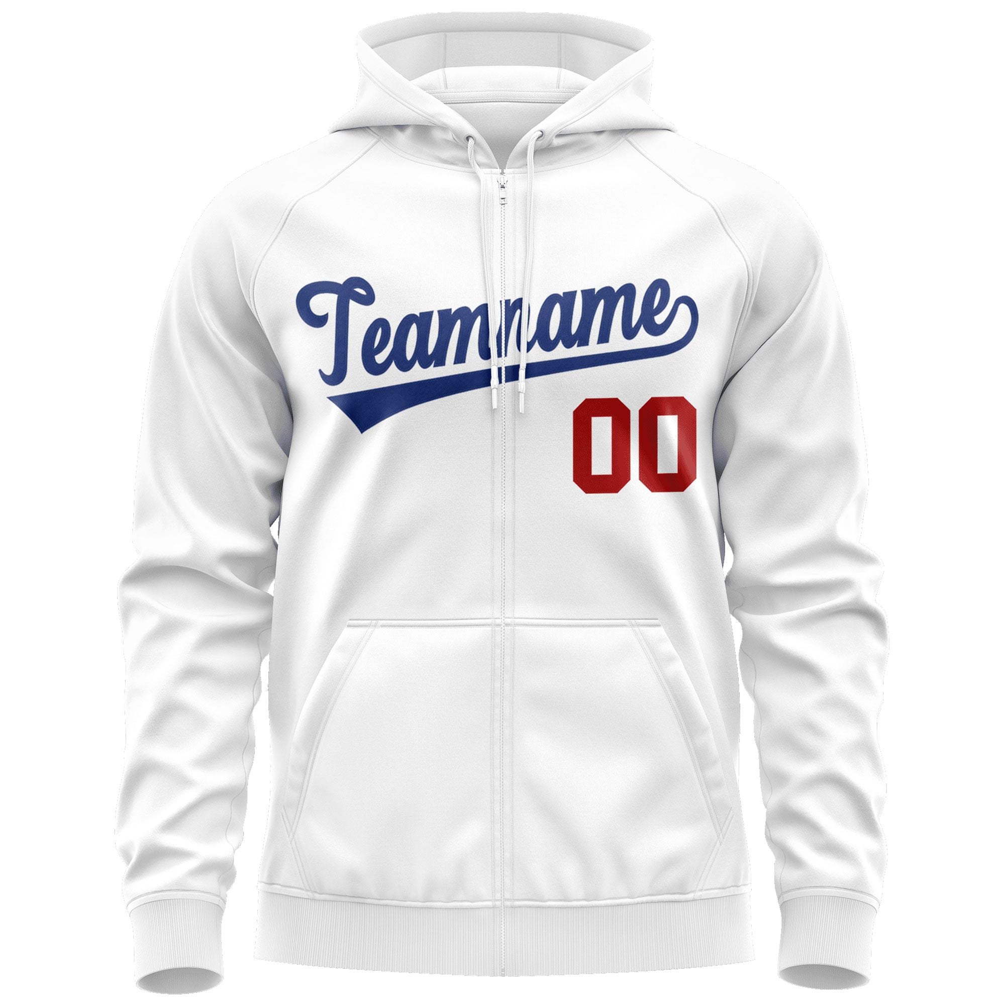 Custom Stitched White Royal Sports Full-Zip Sweatshirt Hoodie| KXKSHOP