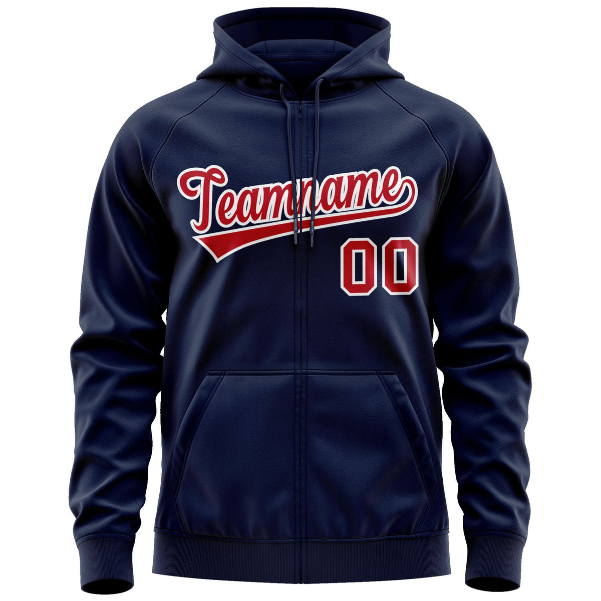 Custom Stitched Navy Red-White Sports Full-Zip Sweatshirt Hoodie| KXKSHOP