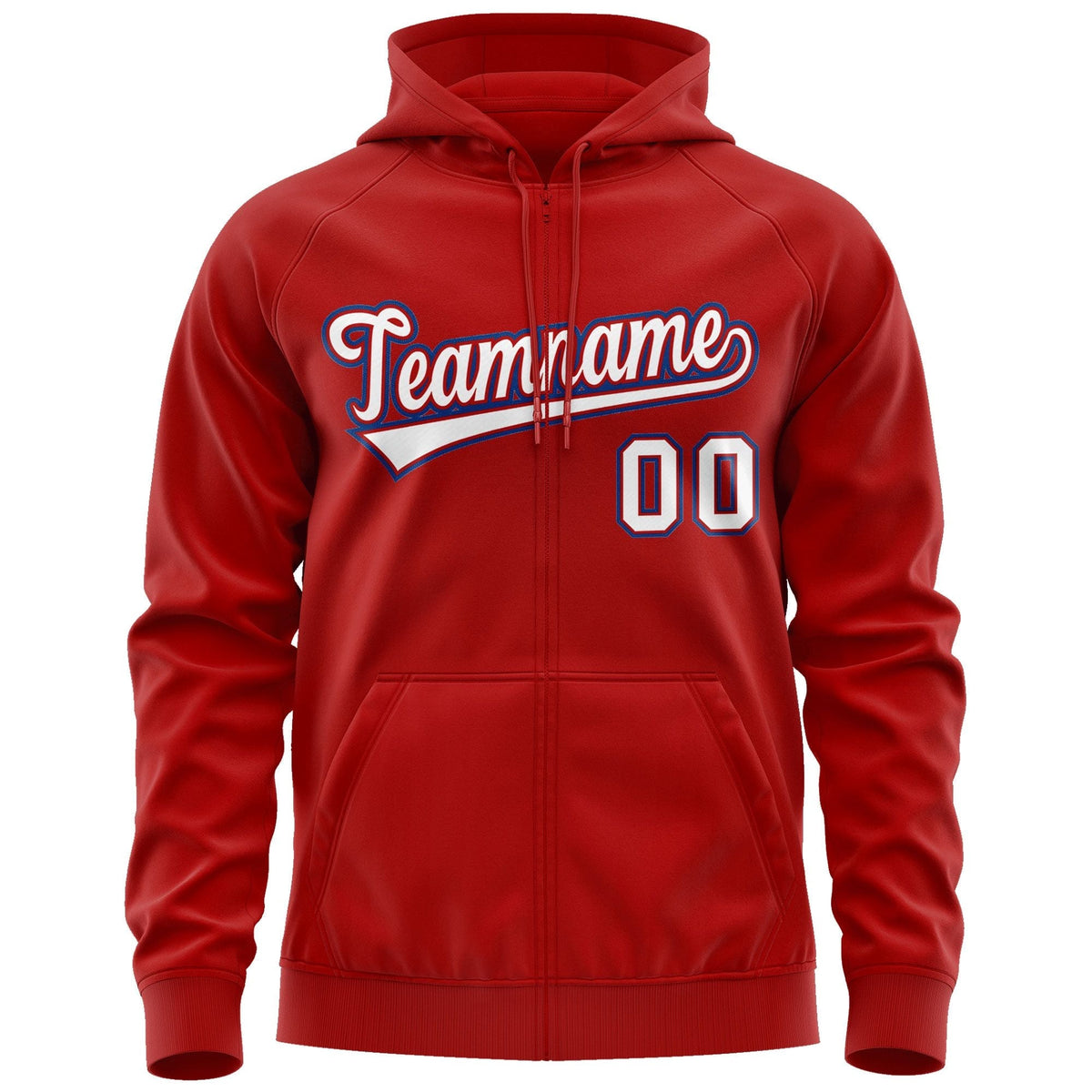 Custom Stitched Red White-Royal Sports Full-Zip Sweatshirt Hoodie| KXKSHOP