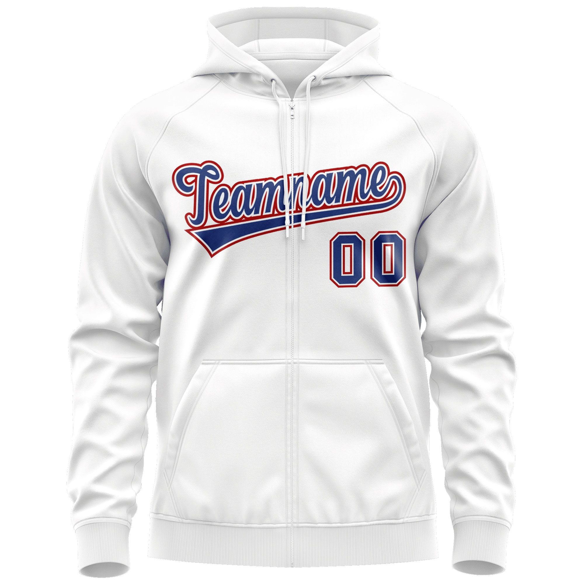 Custom Stitched White Royal-Red Sports Full-Zip Sweatshirt Hoodie| KXKSHOP