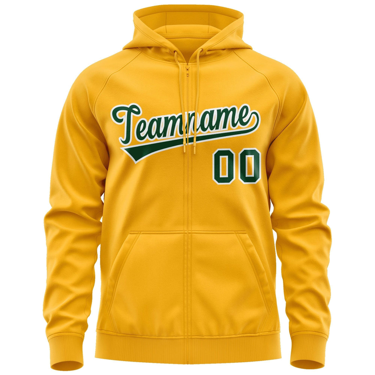 Custom Stitched Gold Kelly Green-White Sports Full-Zip Sweatshirt Hoodie| KXKSHOP