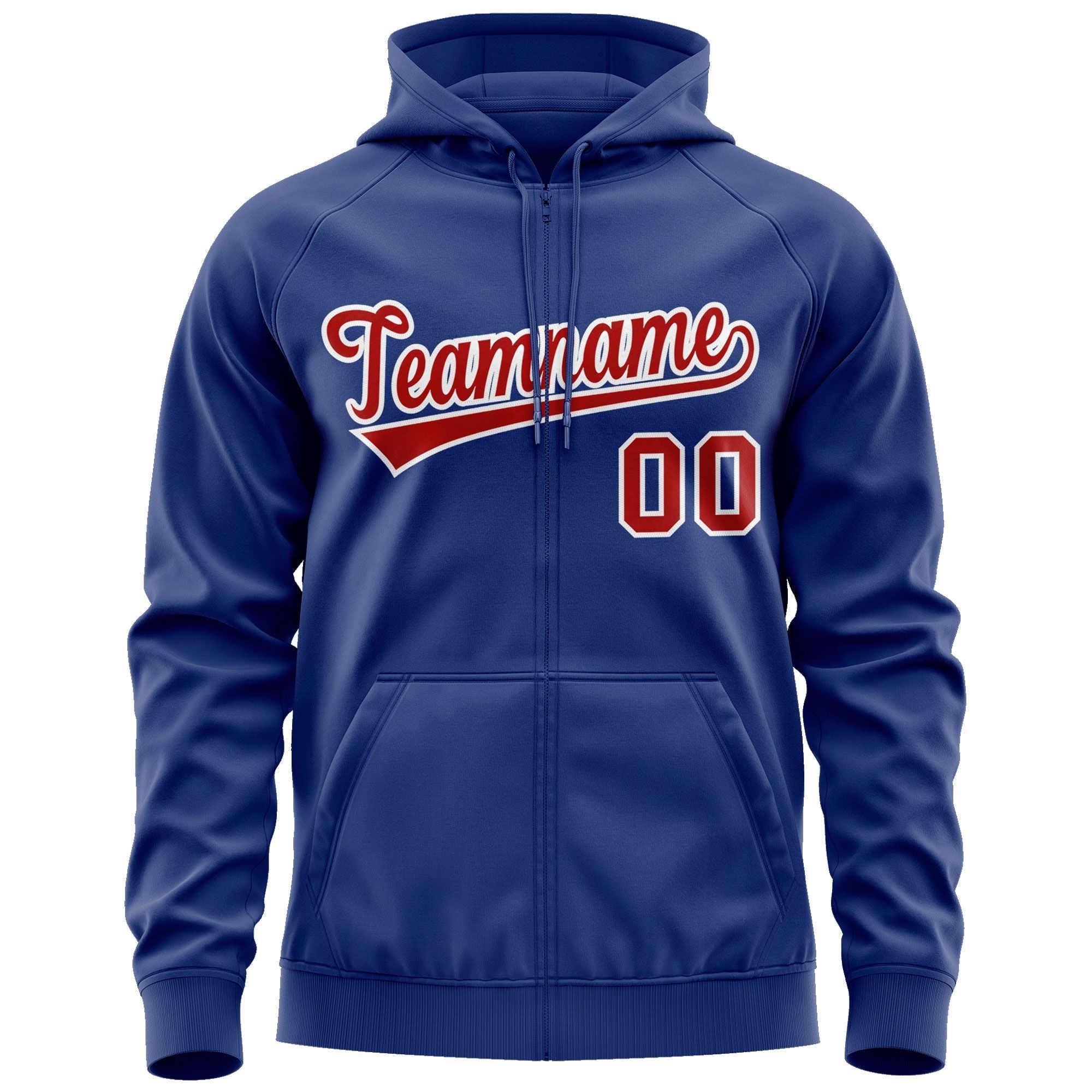Custom Stitched Royal Red-White Sports Full-Zip Sweatshirt Hoodie| KXKSHOP