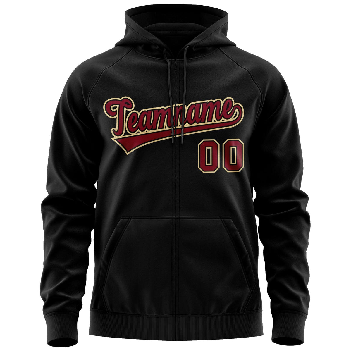 Custom Stitched Black Maroon-Khaki Sports Full-Zip Sweatshirt Hoodie| KXKSHOP