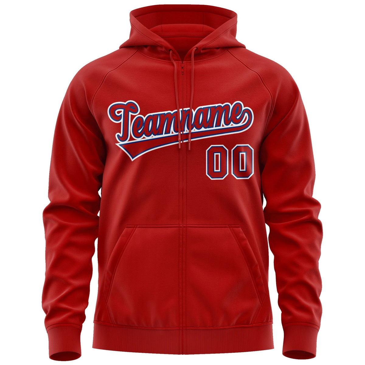 Custom Stitched Red Royal-White Sports Full-Zip Sweatshirt Hoodie| KXKSHOP