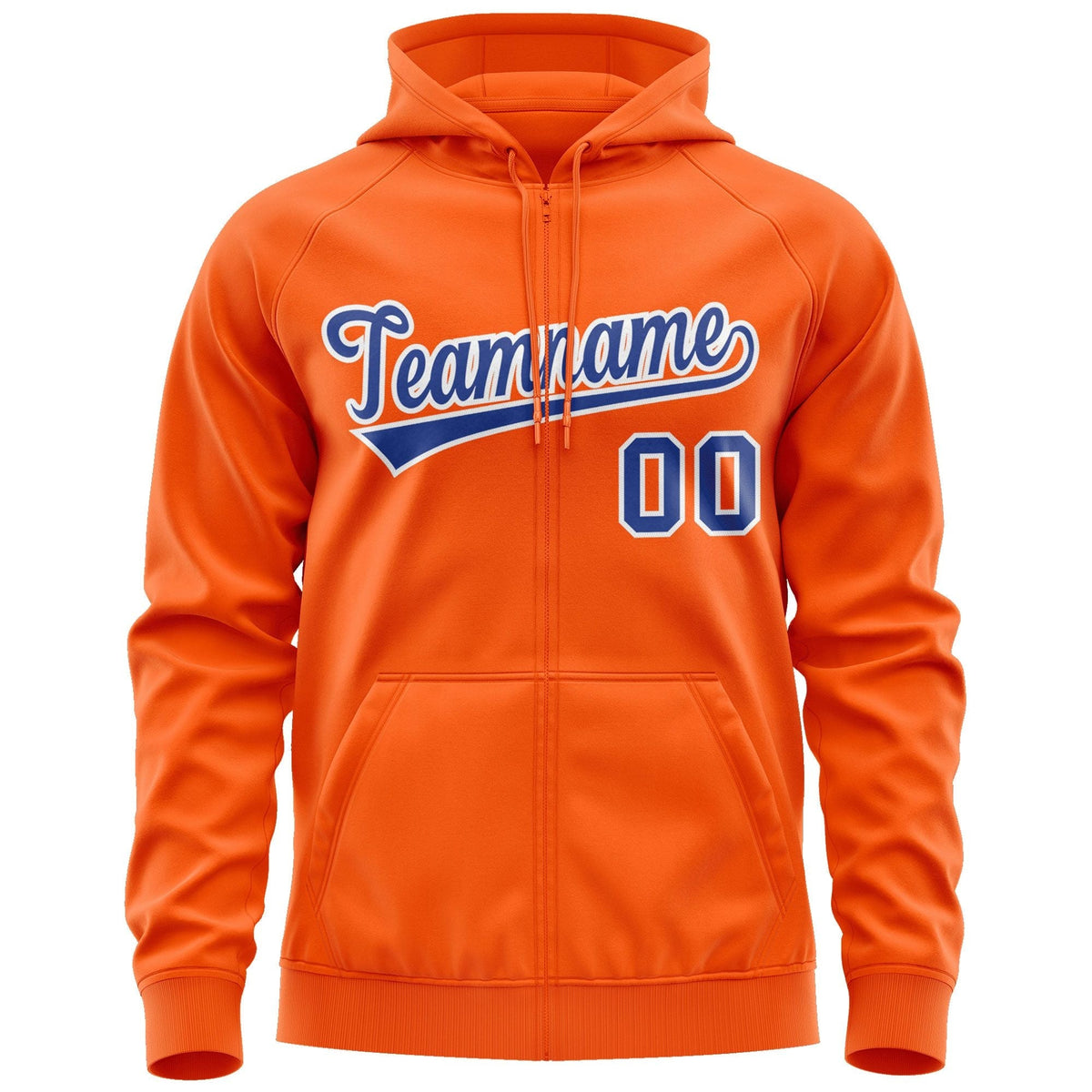 Custom Stitched Orange Royal-White Sports Full-Zip Sweatshirt Hoodie| KXKSHOP