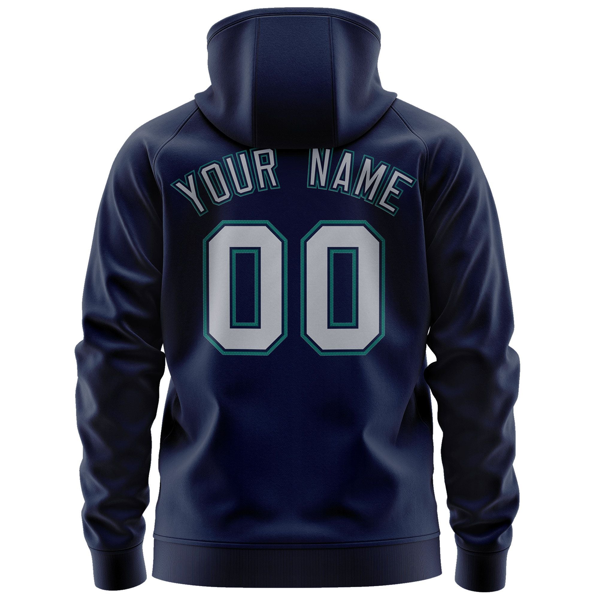 Custom Stitched Navy Gray-Aqua Sports Full-Zip Sweatshirt Hoodie| KXKSHOP