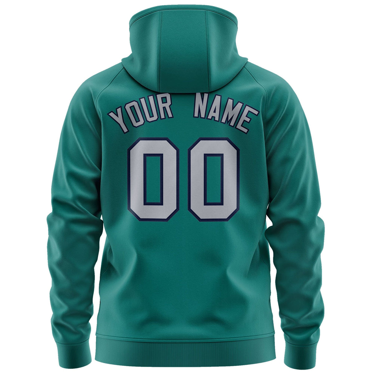 Custom Stitched Aqua Gray-Navy Sports Full-Zip Sweatshirt Hoodie| KXKSHOP
